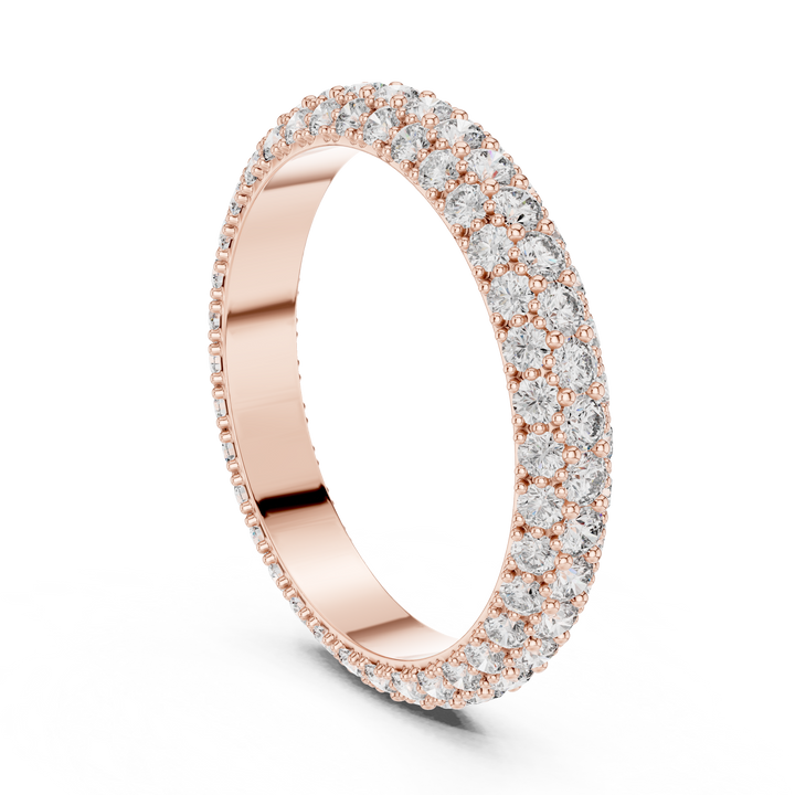 18K Rose Gold Double Row Lab-Grown Diamond Eternity Band Ring
