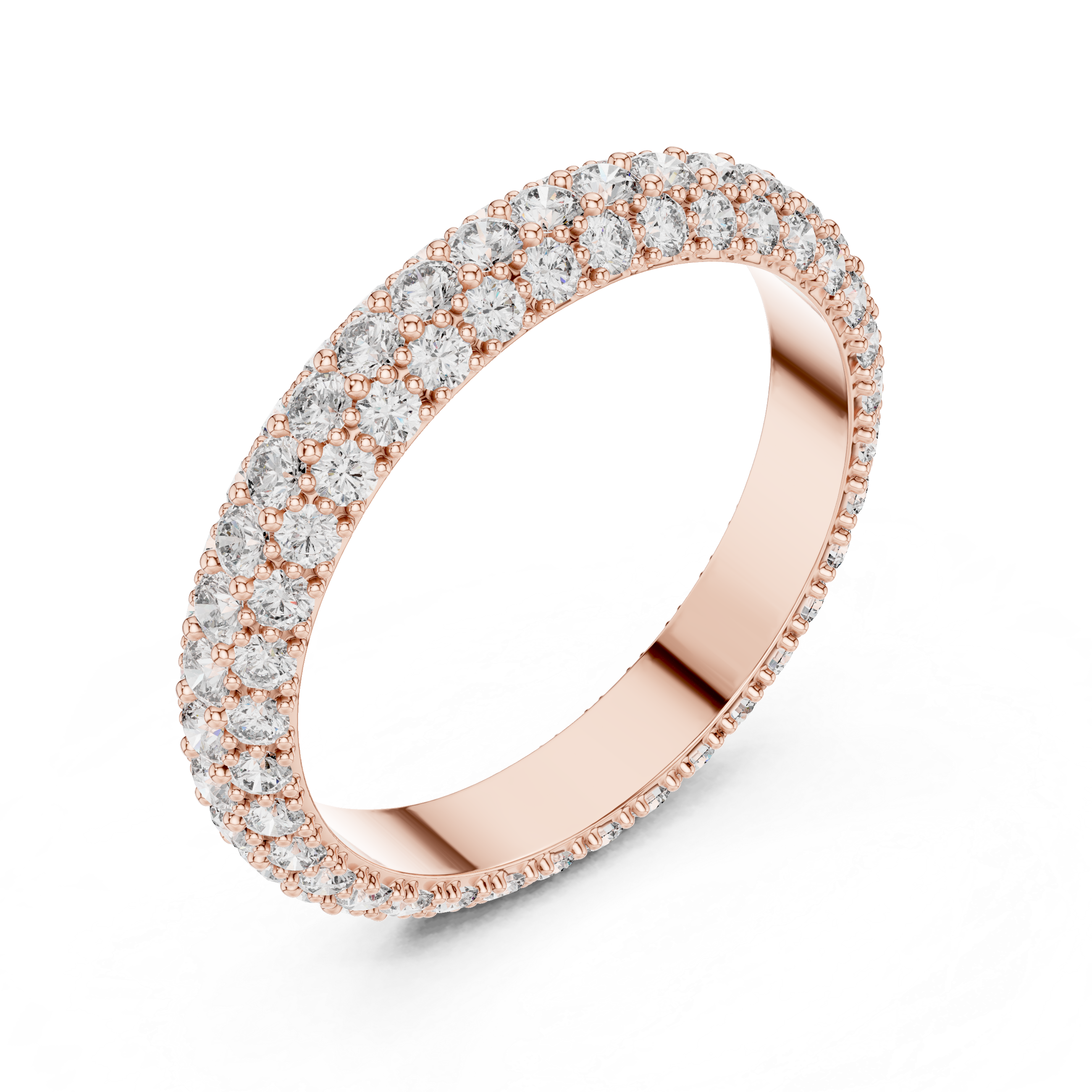 18K Rose Gold Double Row Lab-Grown Diamond Eternity Band Ring