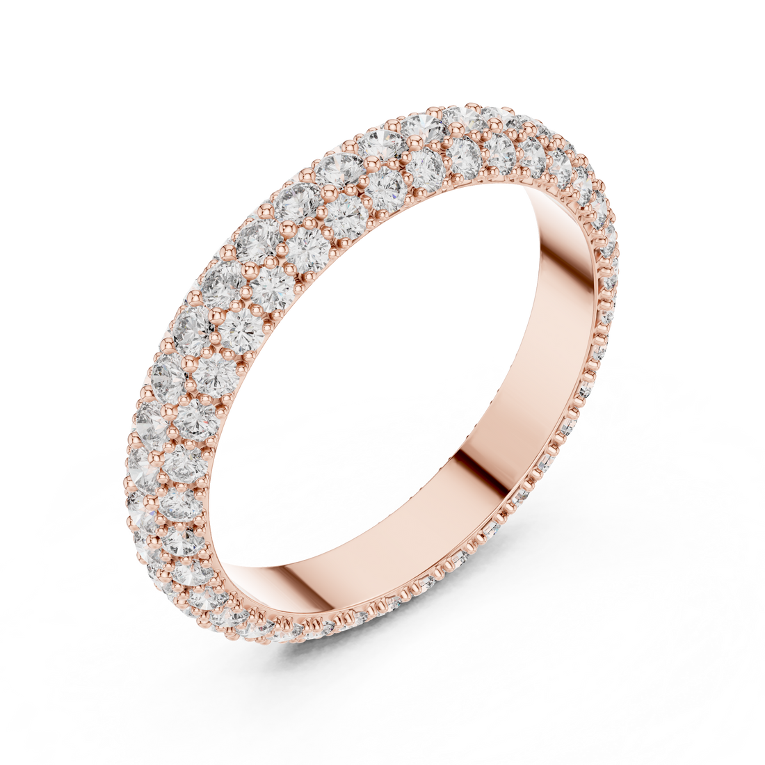 18K Rose Gold Double Row Lab-Grown Diamond Eternity Band Ring