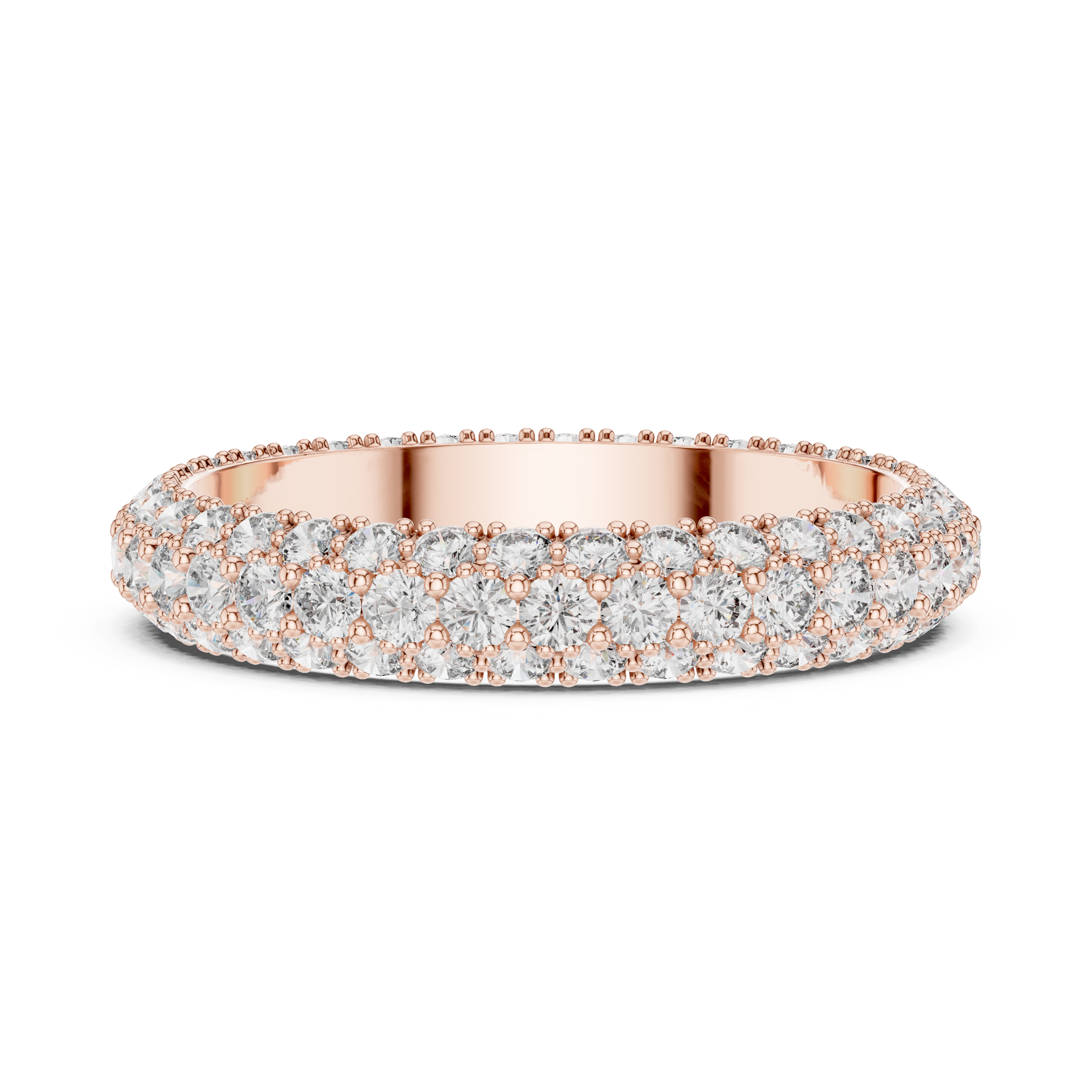 18K Rose Gold Double Row Lab-Grown Diamond Eternity Band Ring