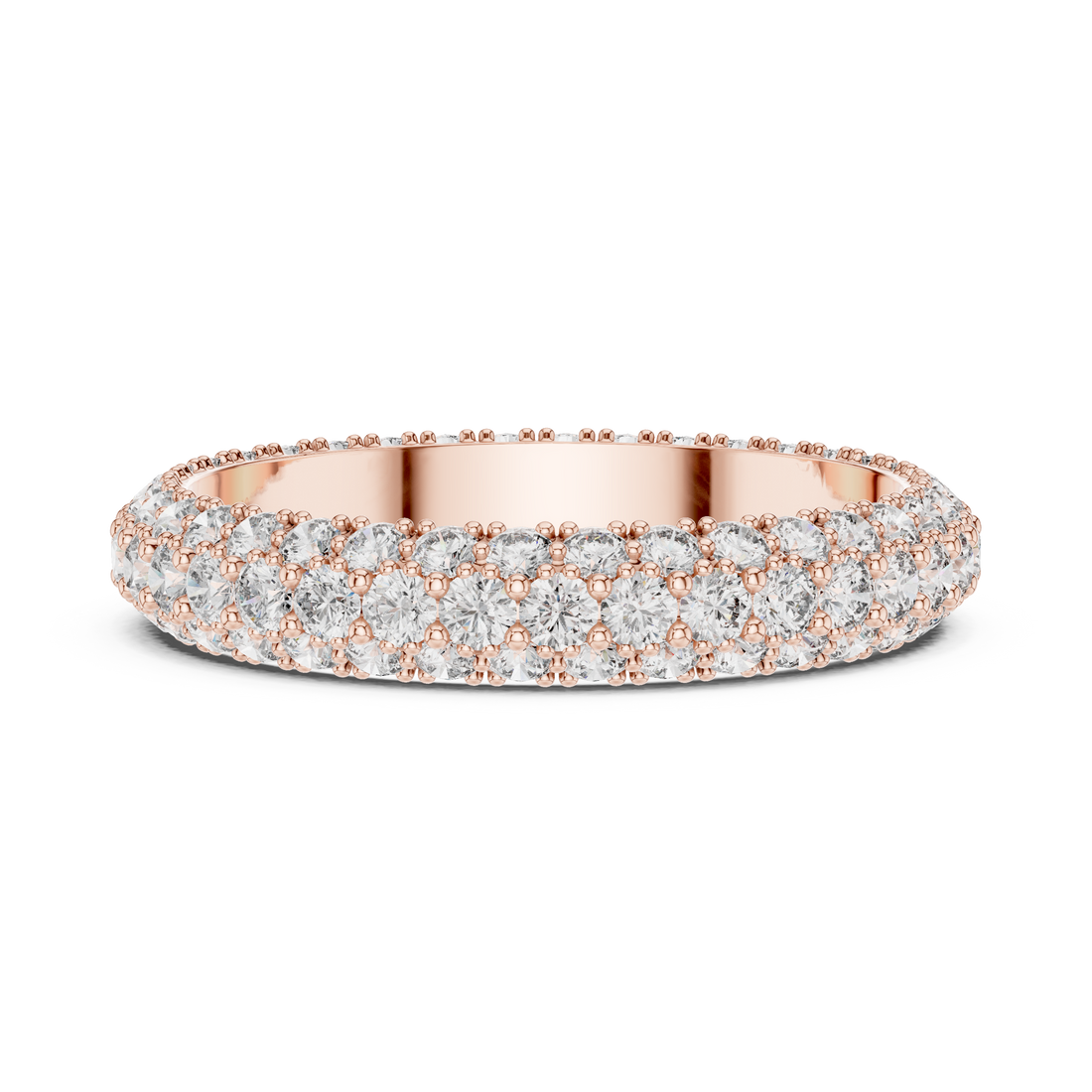 18K Rose Gold Double Row Lab-Grown Diamond Eternity Band Ring