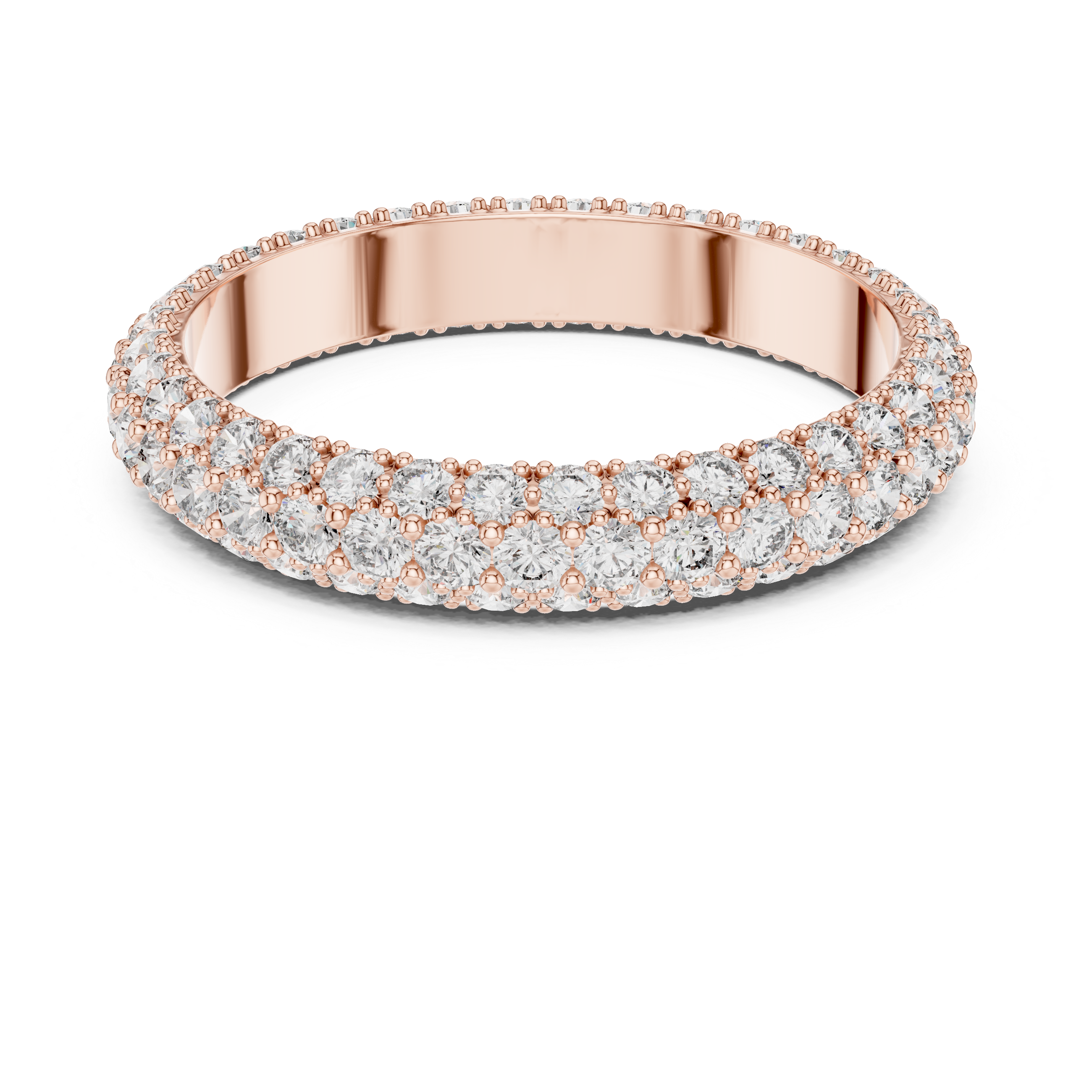 18K Rose Gold Double Row Lab-Grown Diamond Eternity Band Ring