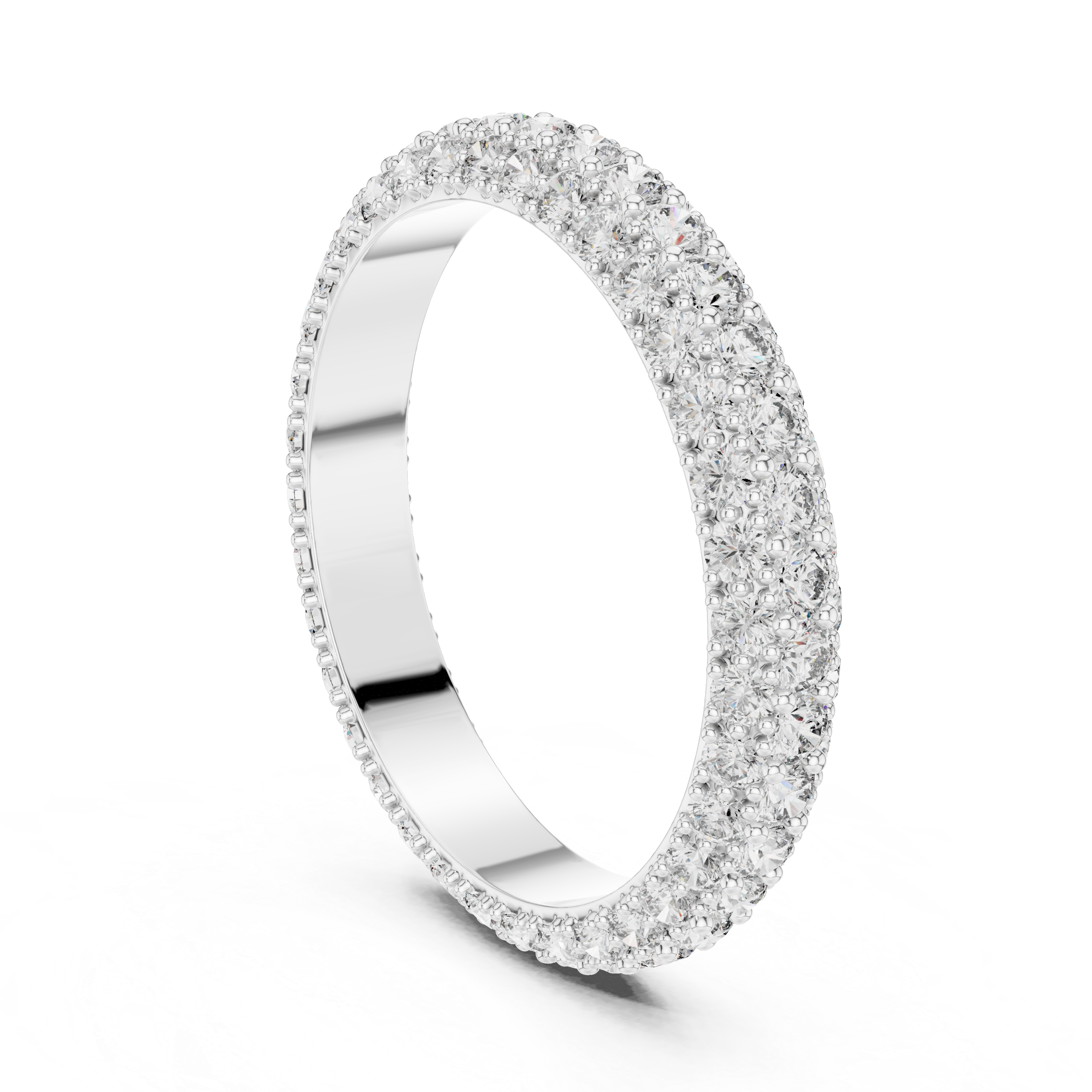 18K Rose Gold Double Row Lab-Grown Diamond Eternity Band Ring