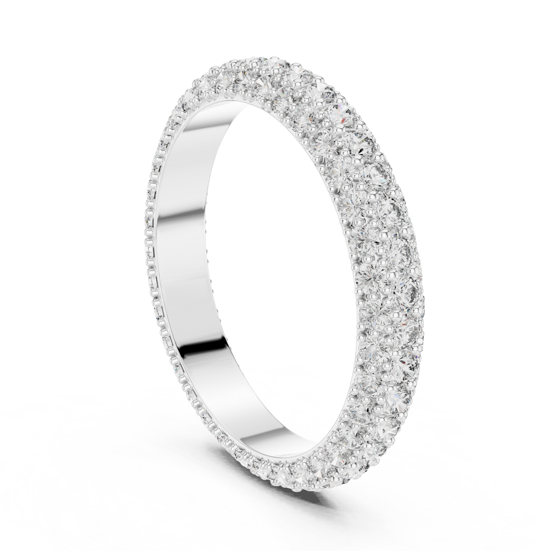 18K Rose Gold Double Row Lab-Grown Diamond Eternity Band Ring