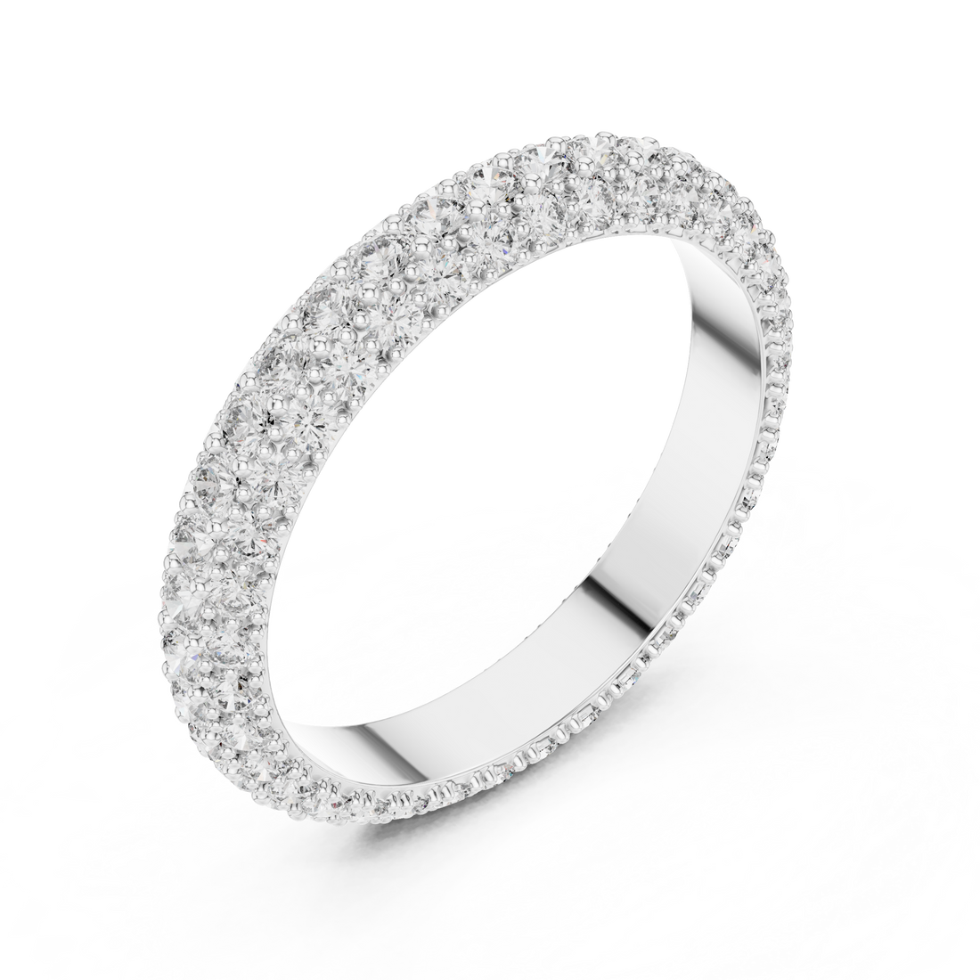 18K Rose Gold Double Row Lab-Grown Diamond Eternity Band Ring