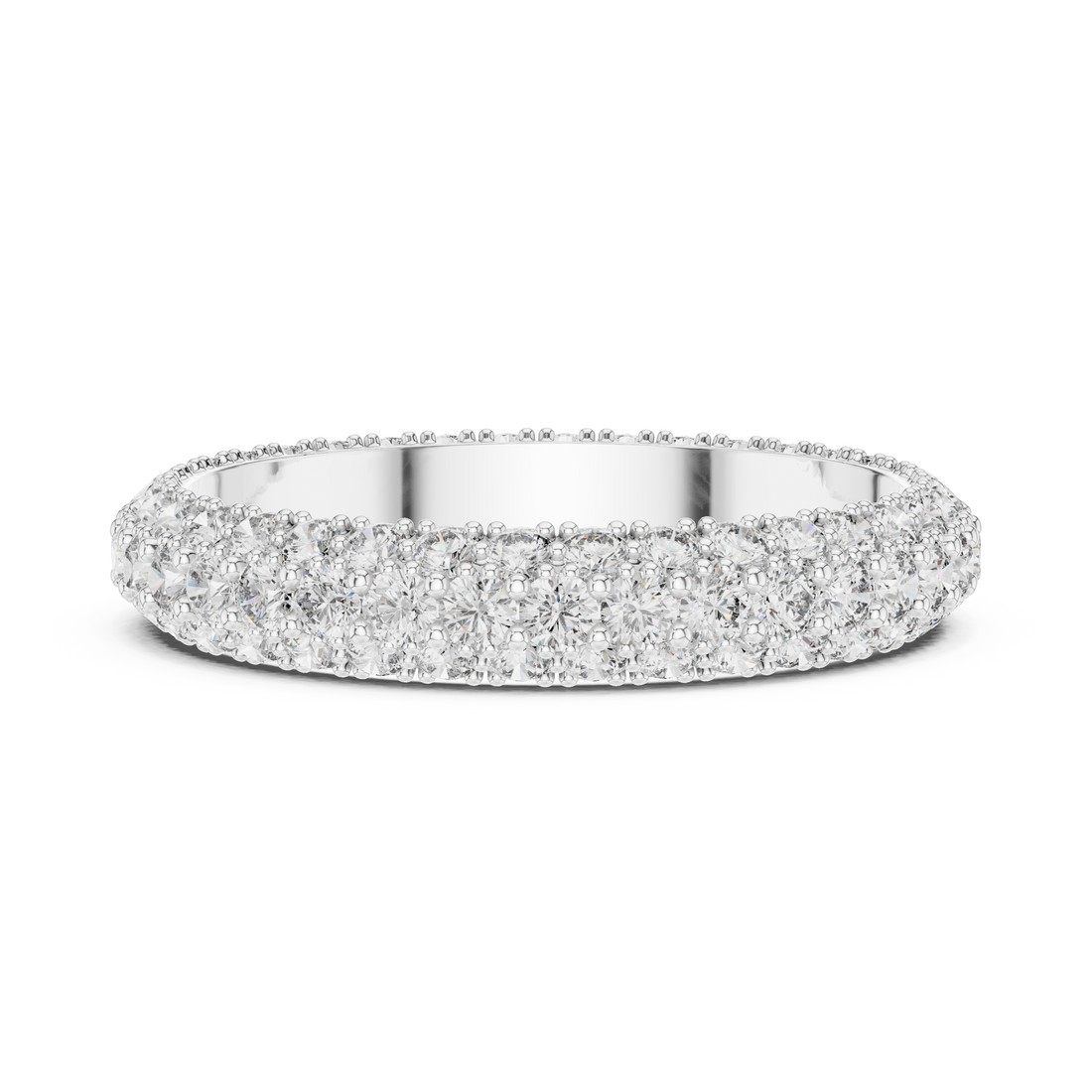 18K Rose Gold Double Row Lab-Grown Diamond Eternity Band Ring