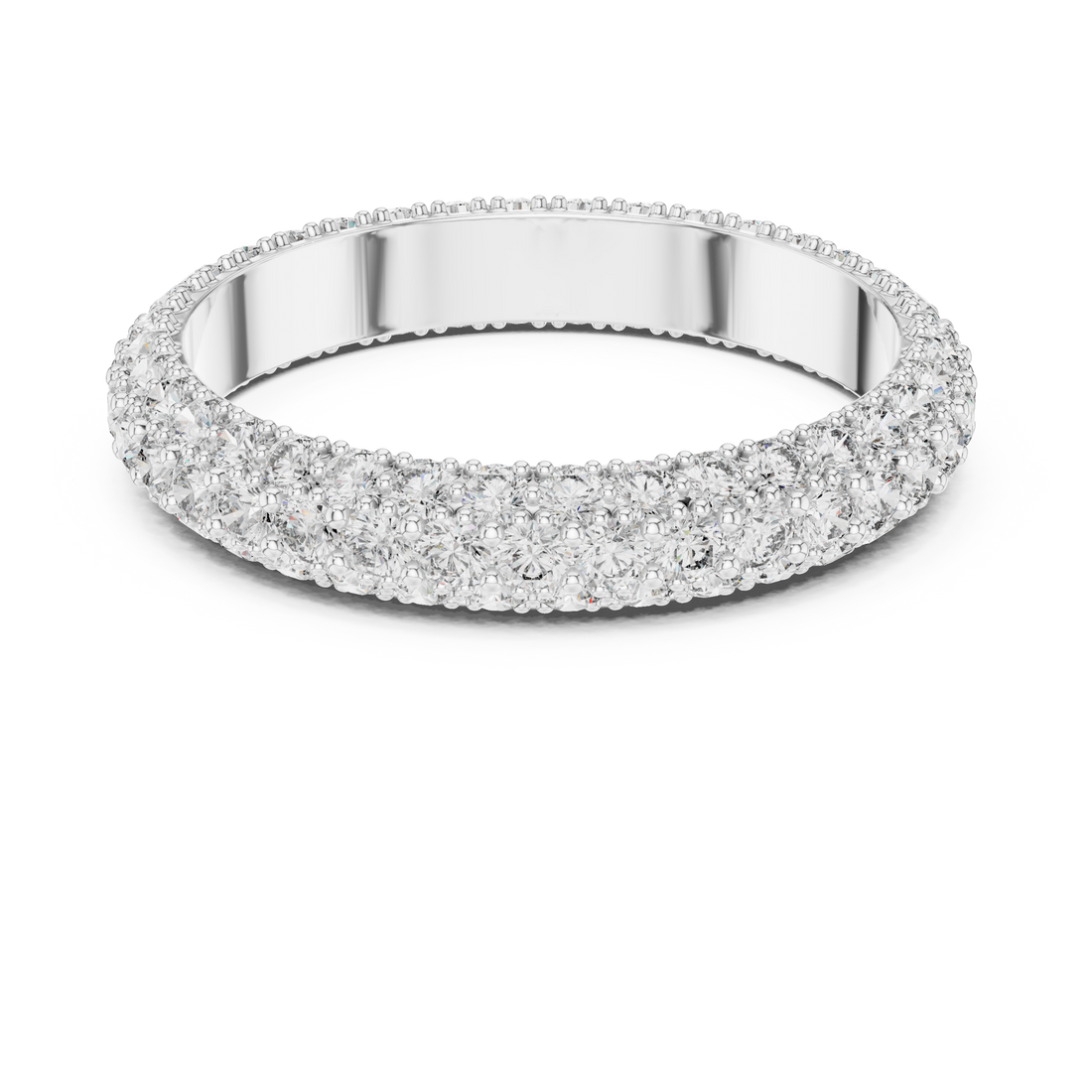 18K Rose Gold Double Row Lab-Grown Diamond Eternity Band Ring
