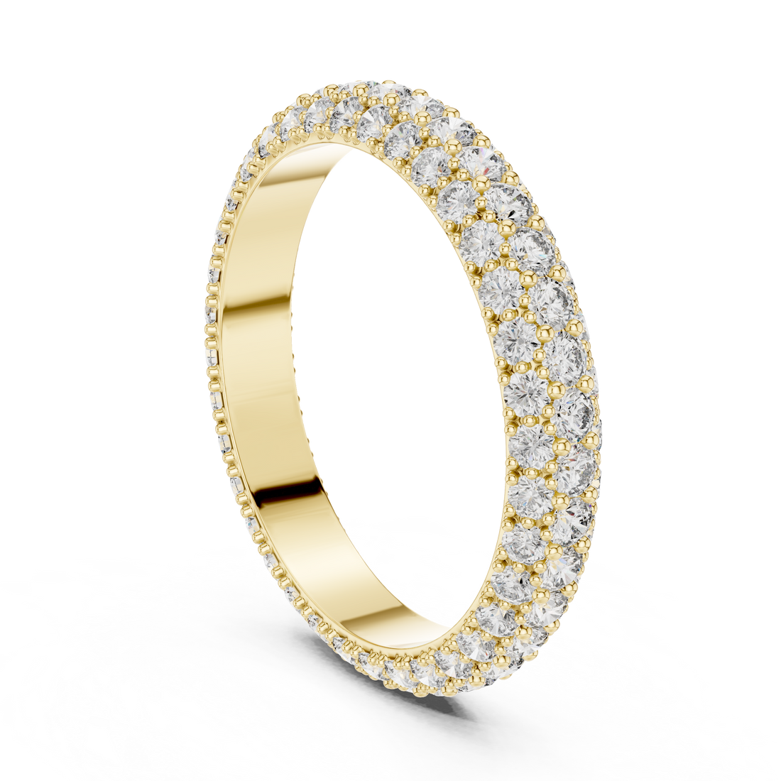 18K Rose Gold Double Row Lab-Grown Diamond Eternity Band Ring