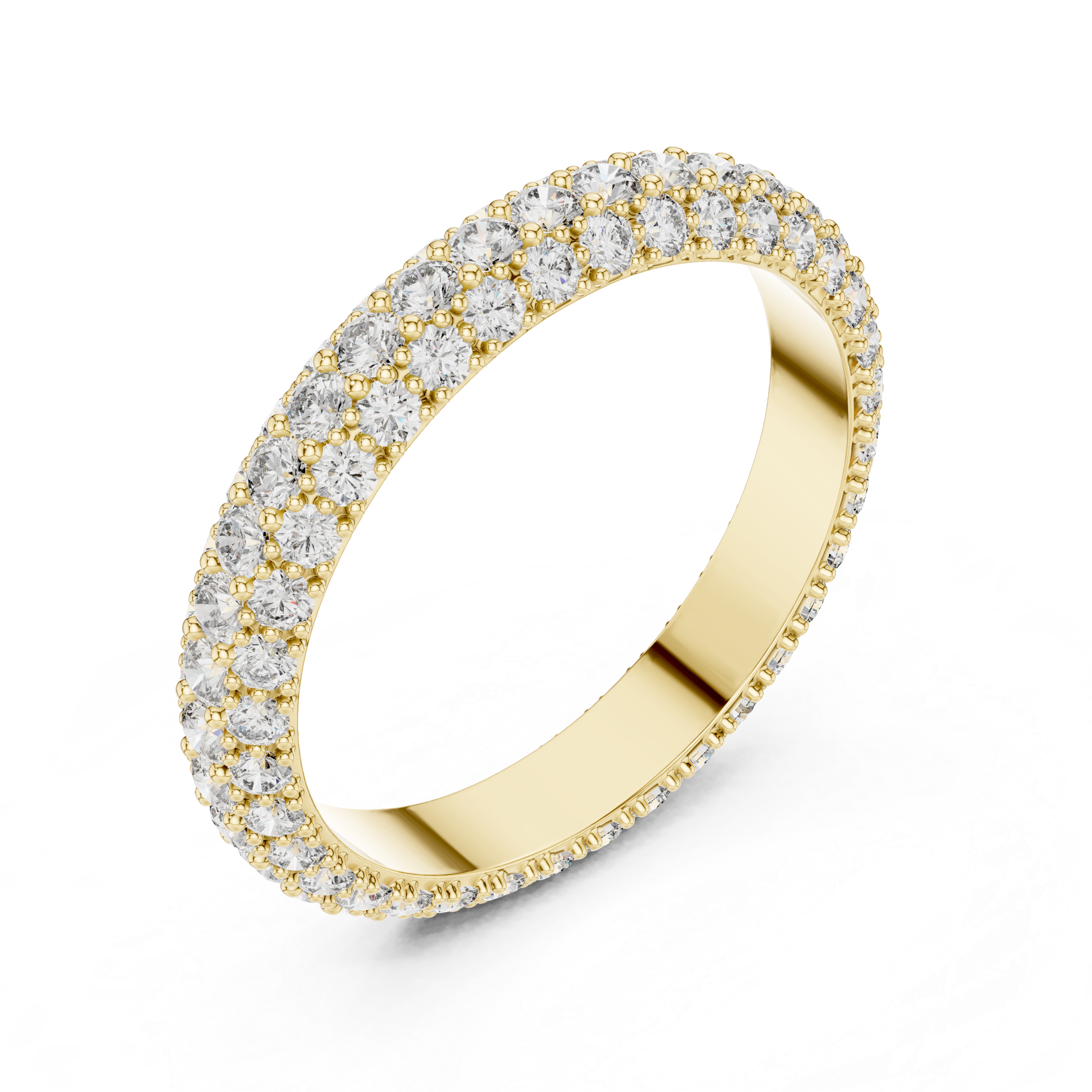 18K Rose Gold Double Row Lab-Grown Diamond Eternity Band Ring