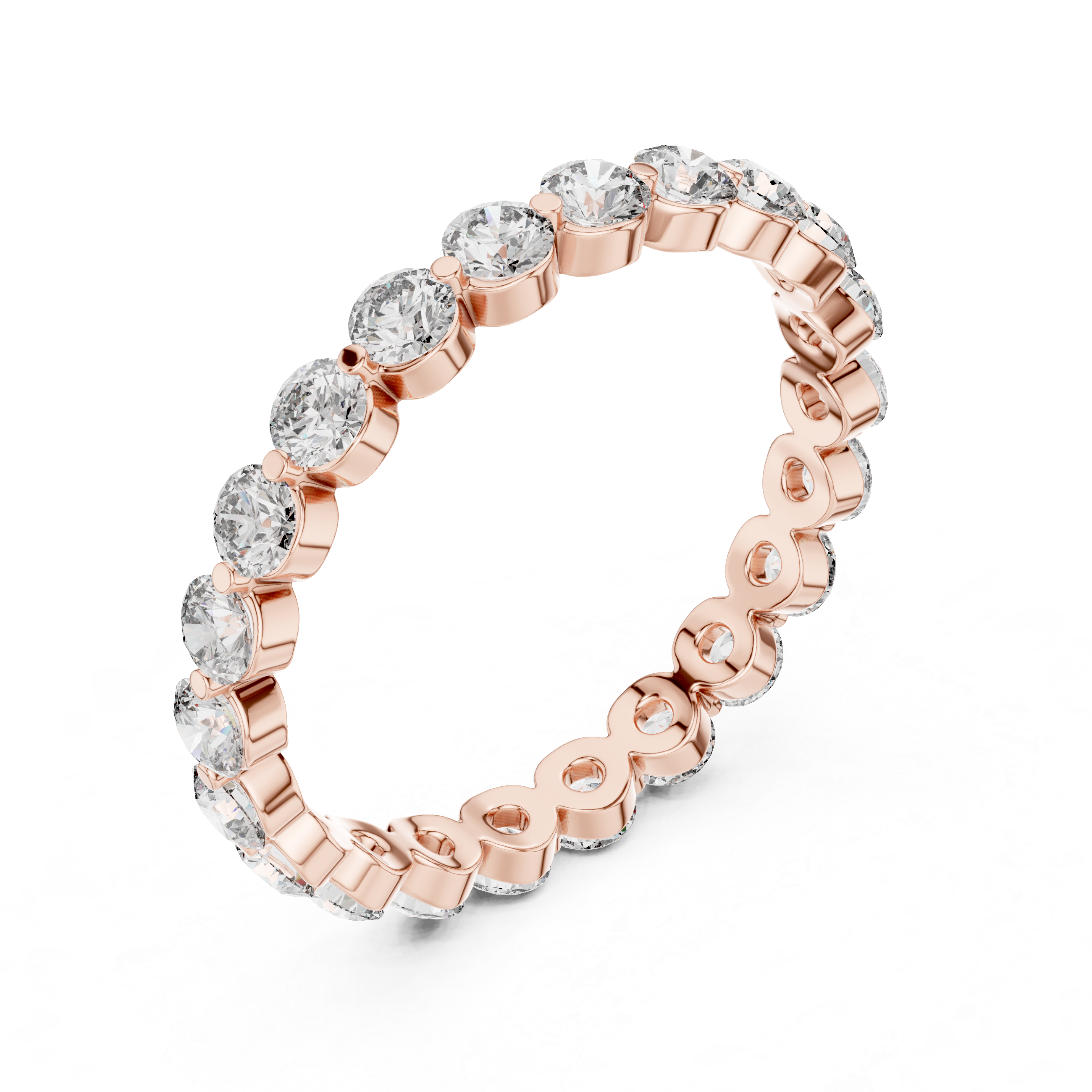 18K Rose Gold Bezel Set Lab-Grown Diamond Eternity Ring
