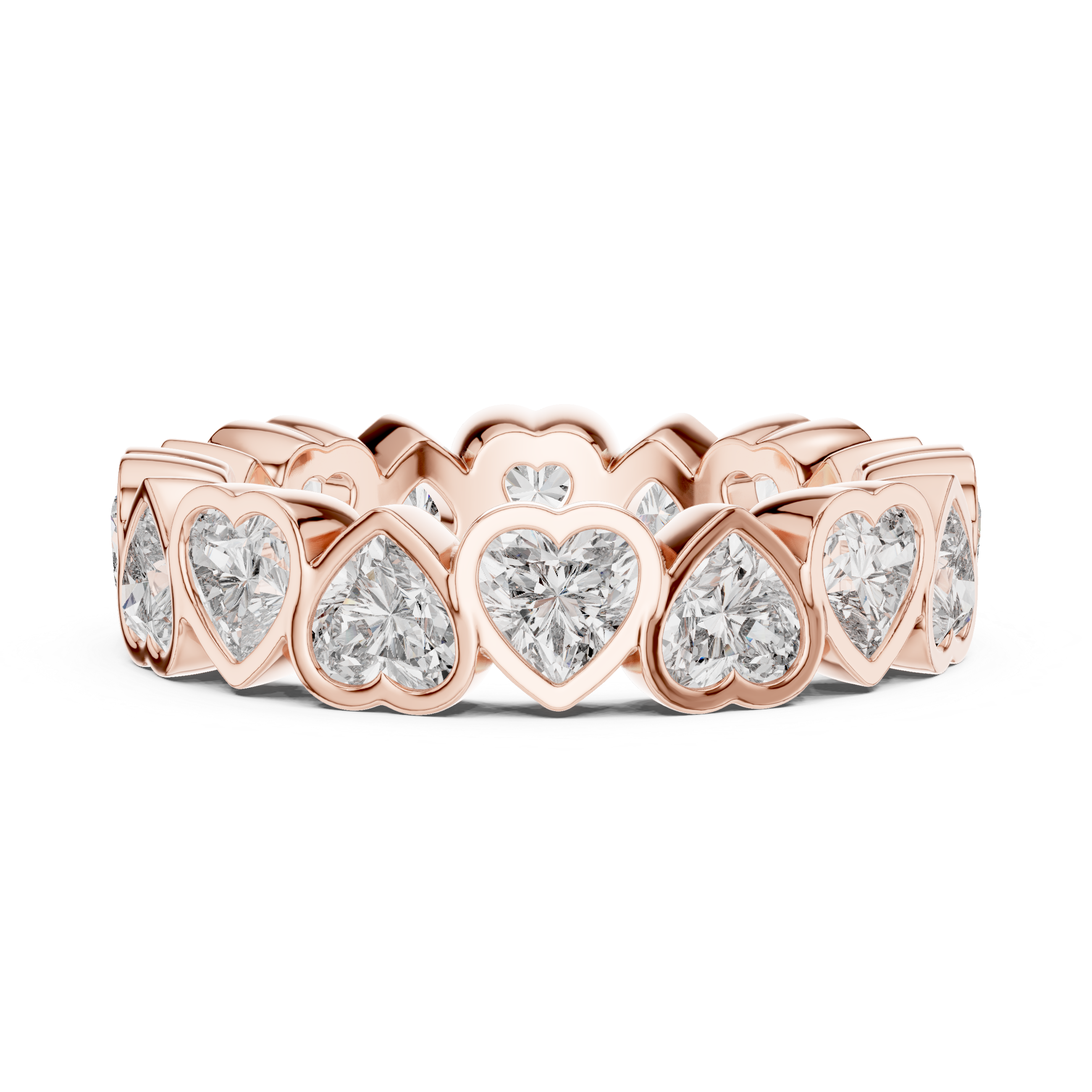 Heart-Shaped Lab-Grown Diamond Eternity Band Ring | 14K & 18K Gold | Kiashaa Jewellery