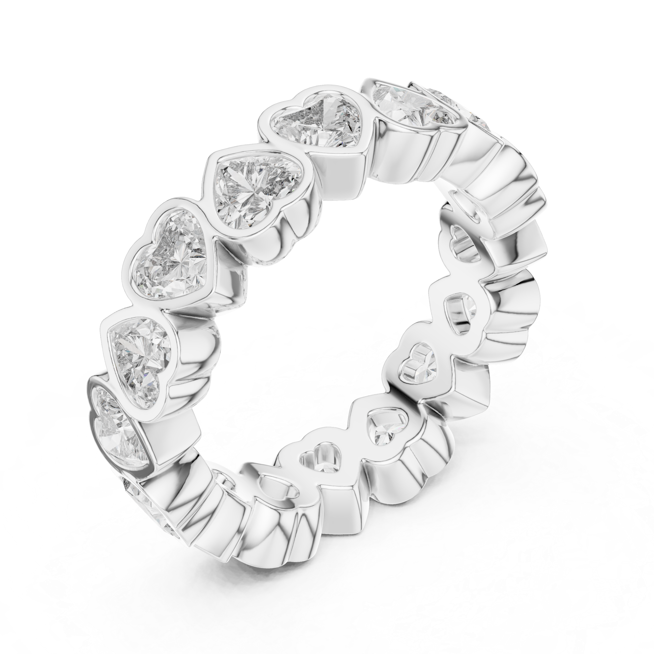 Heart-Shaped Lab-Grown Diamond Eternity Band Ring | 14K & 18K Gold | Kiashaa Jewellery