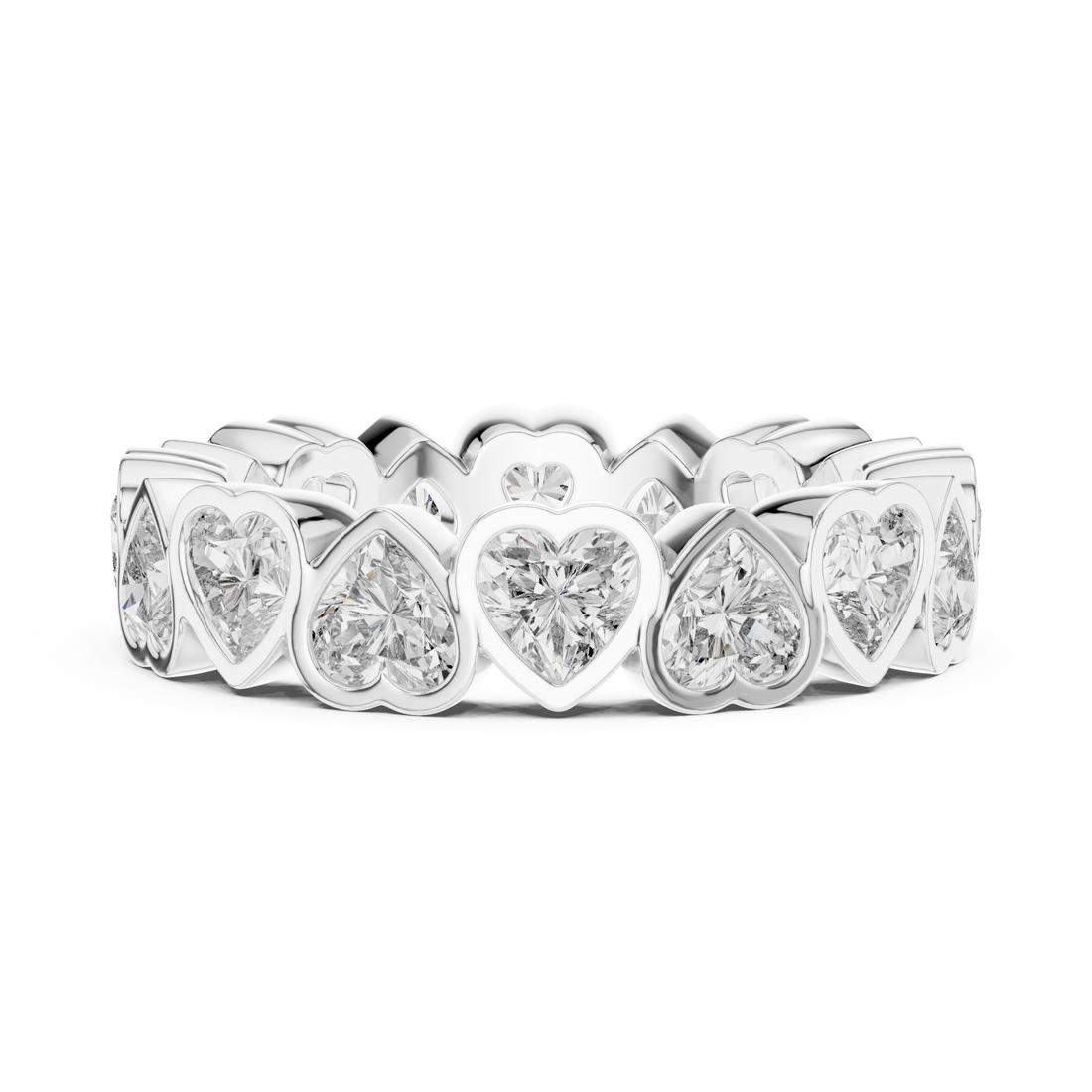 Heart-Shaped Lab-Grown Diamond Eternity Band Ring | 14K & 18K Gold | Kiashaa Jewellery