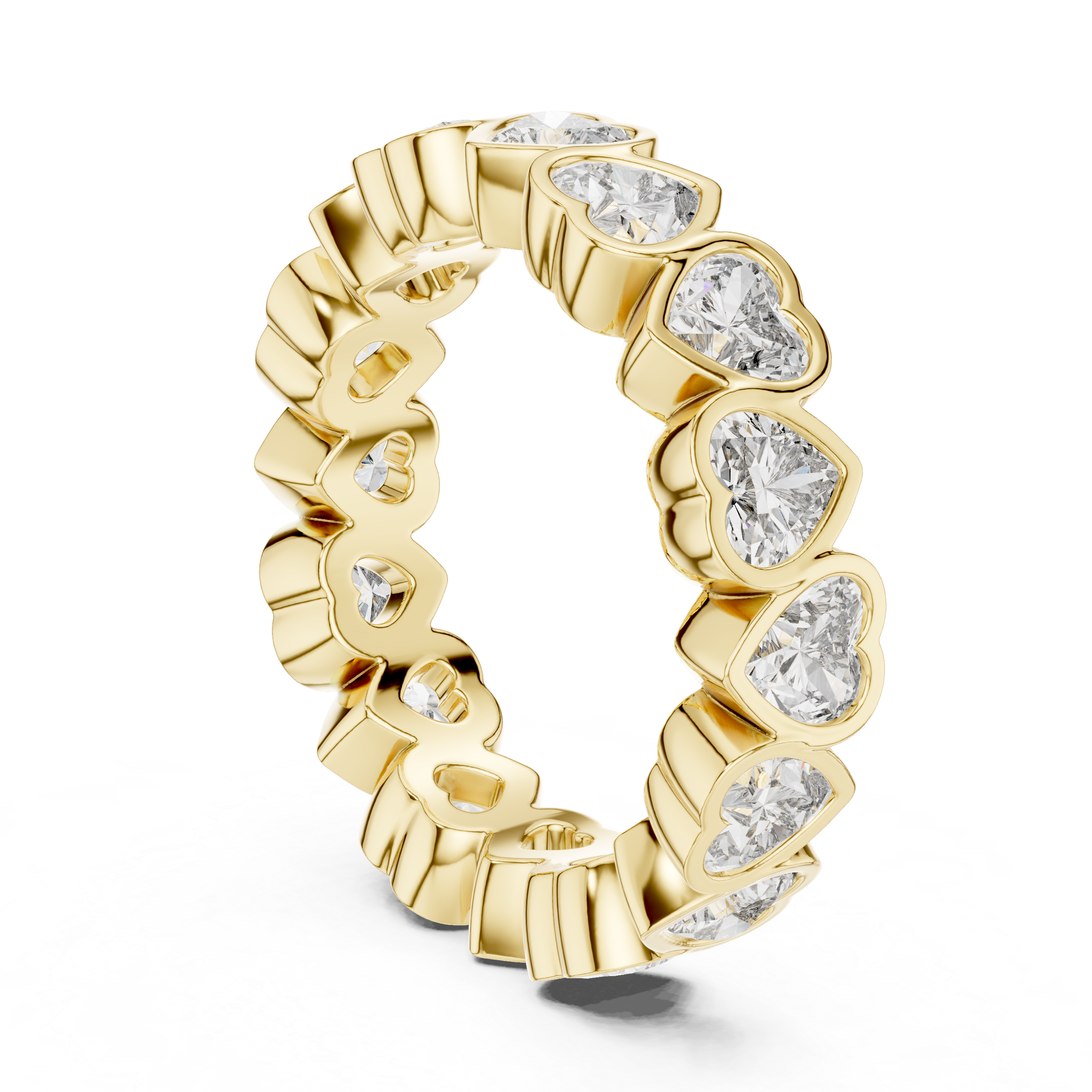 Heart-Shaped Lab-Grown Diamond Eternity Band Ring | 14K & 18K Gold | Kiashaa Jewellery