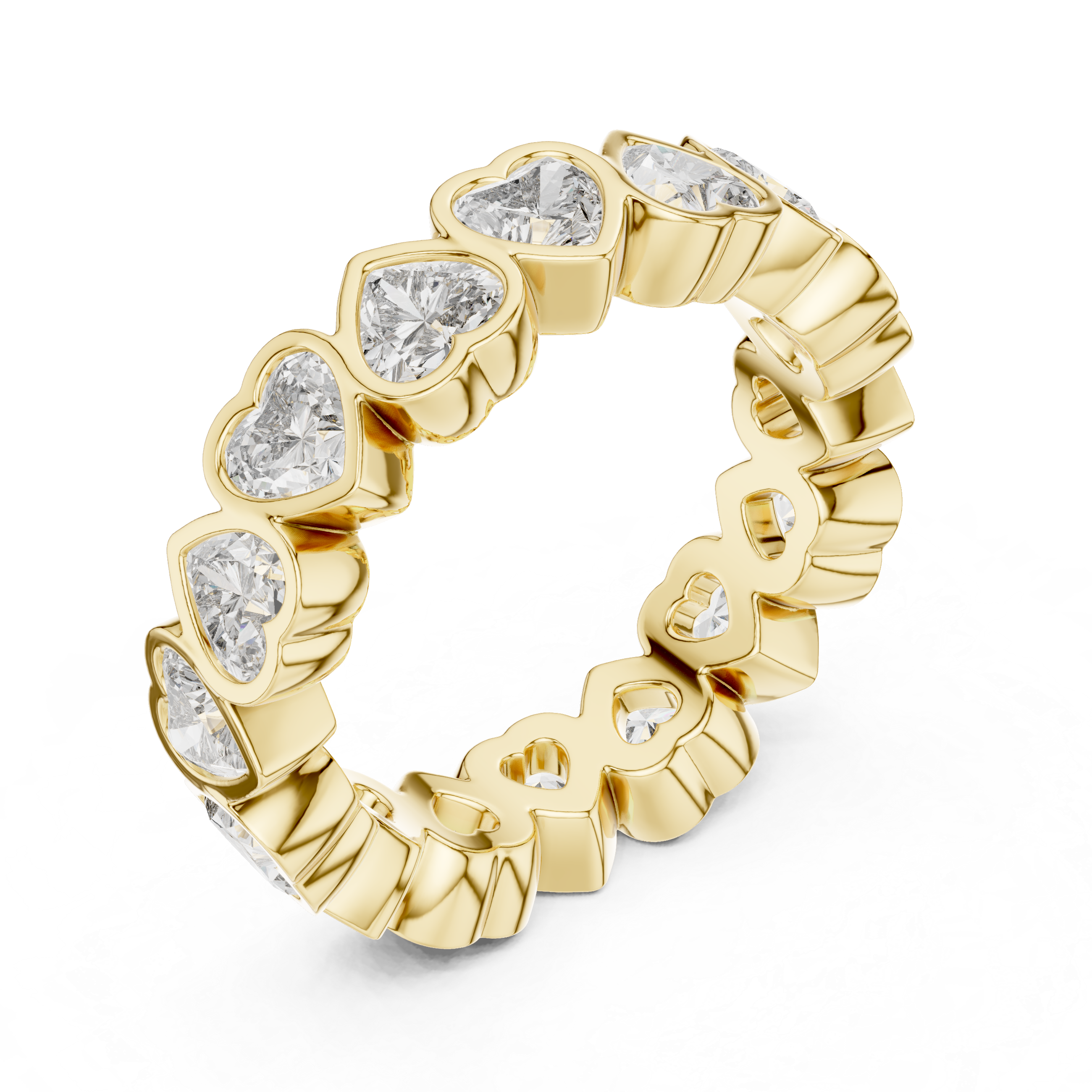 Heart-Shaped Lab-Grown Diamond Eternity Band Ring | 14K & 18K Gold | Kiashaa Jewellery