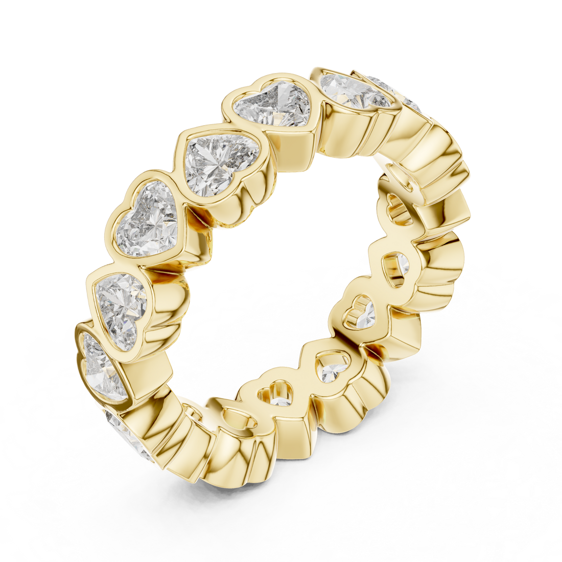 Heart-Shaped Lab-Grown Diamond Eternity Band Ring | 14K & 18K Gold | Kiashaa Jewellery