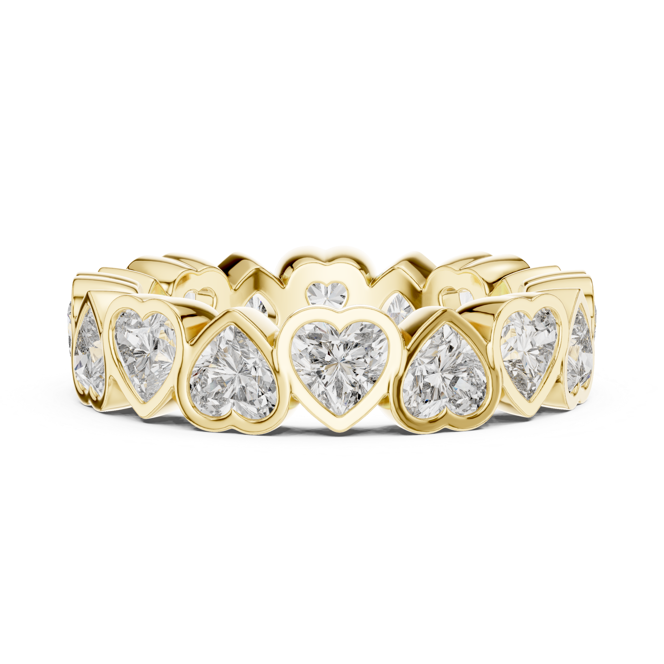 Heart-Shaped Lab-Grown Diamond Eternity Band Ring | 14K & 18K Gold | Kiashaa Jewellery