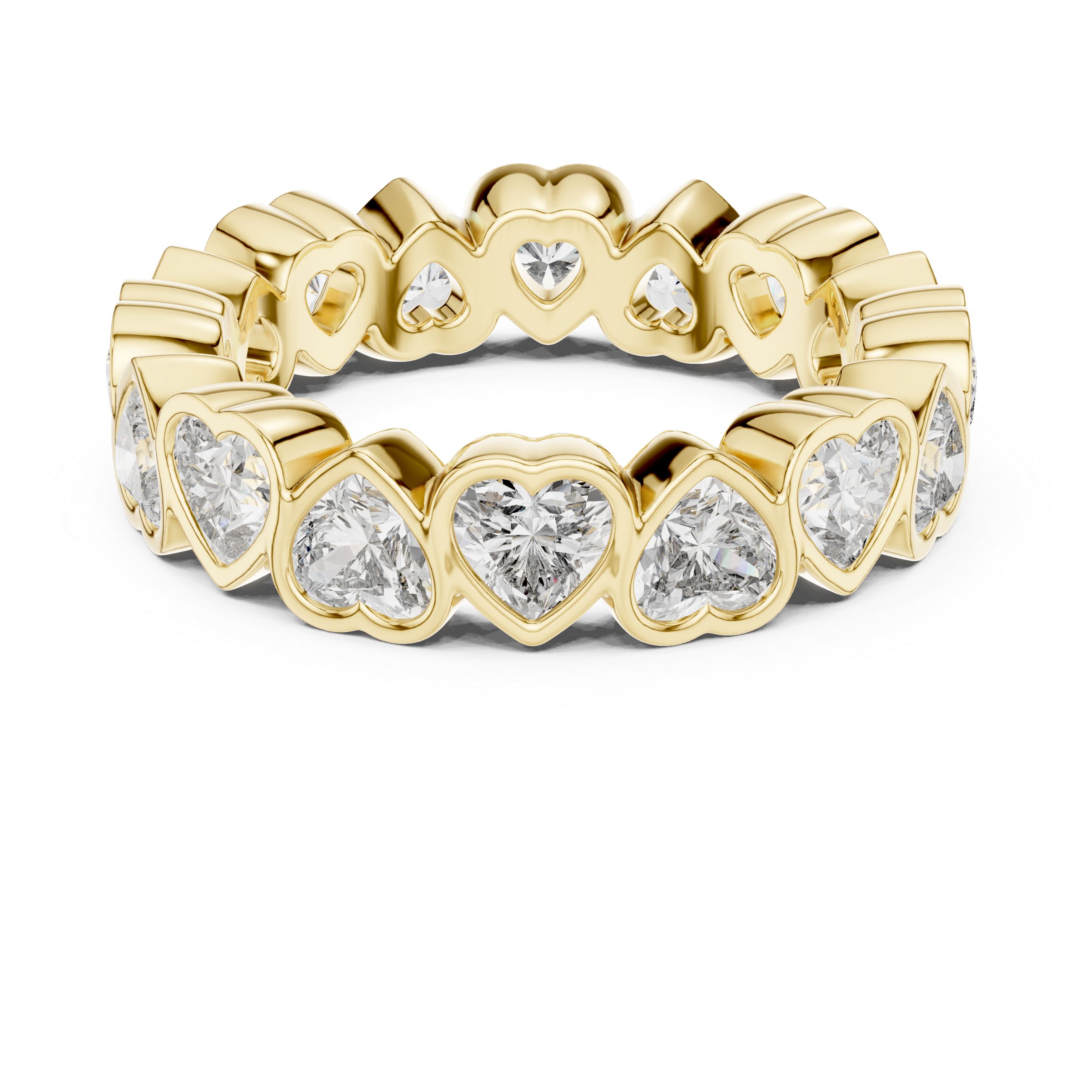 Heart-Shaped Lab-Grown Diamond Eternity Band Ring | 14K & 18K Gold | Kiashaa Jewellery