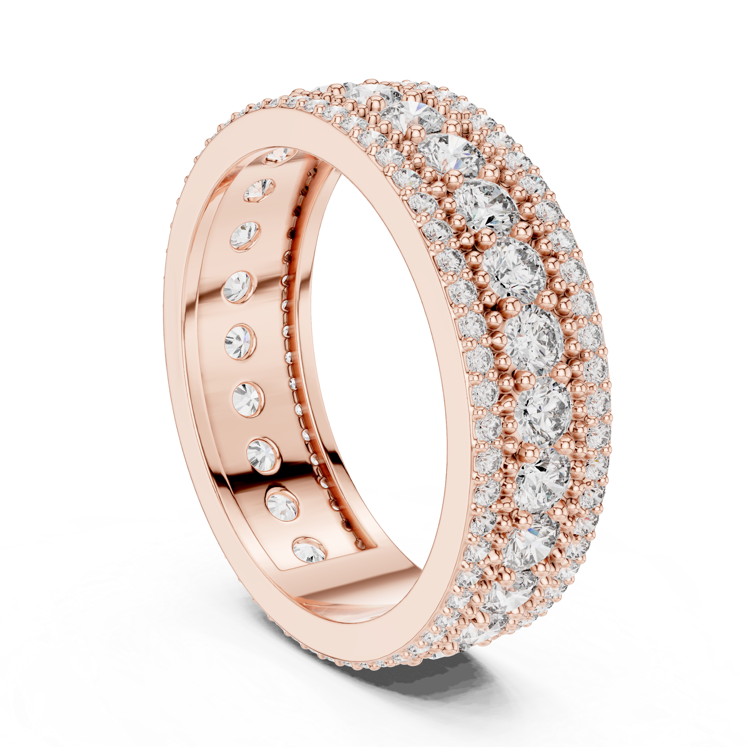 Triple Row Lab-Grown Diamond Eternity Band Ring | 14K & 18K Gold | Kiashaa Jewellery
