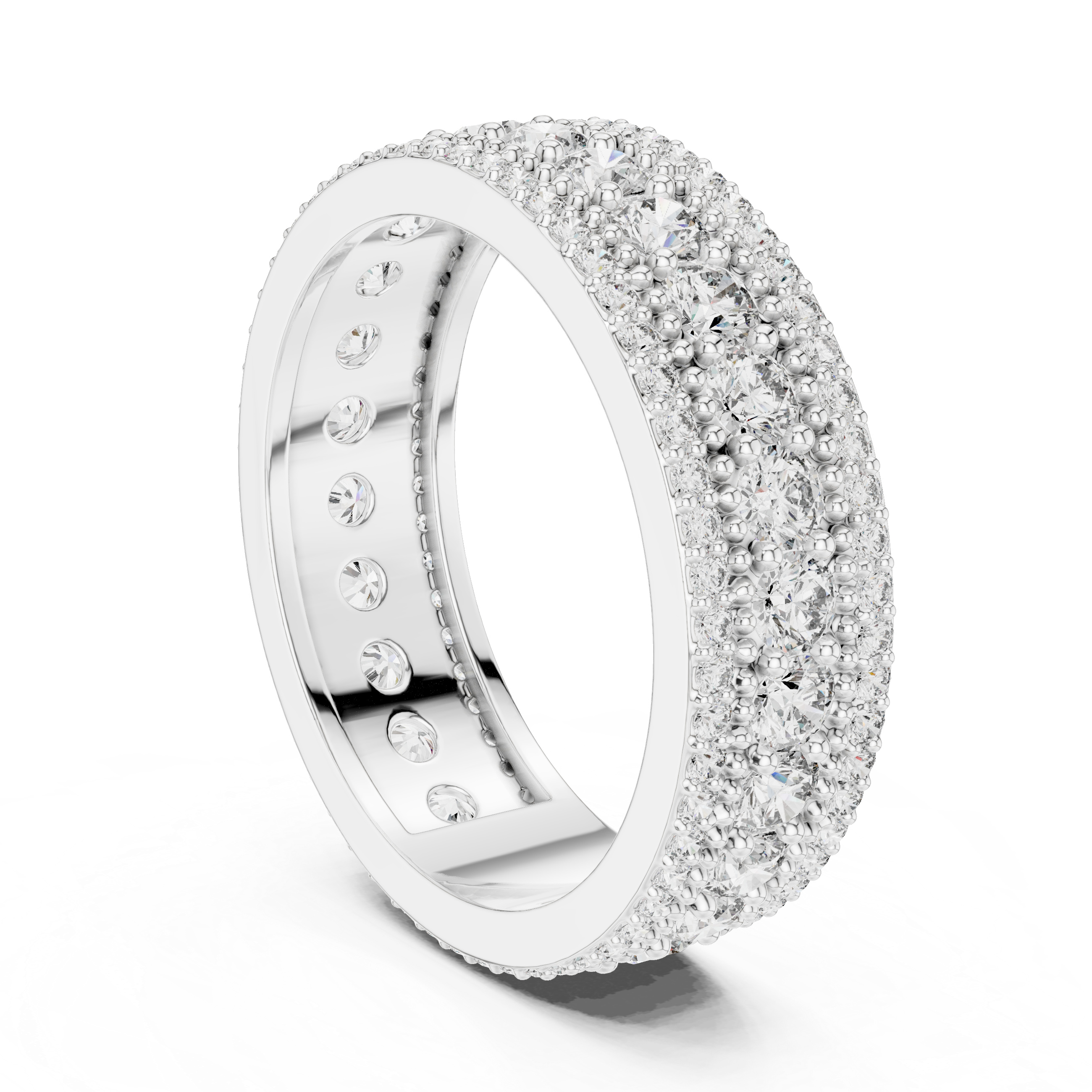 Triple Row Lab-Grown Diamond Eternity Band Ring | 14K & 18K Gold | Kiashaa Jewellery