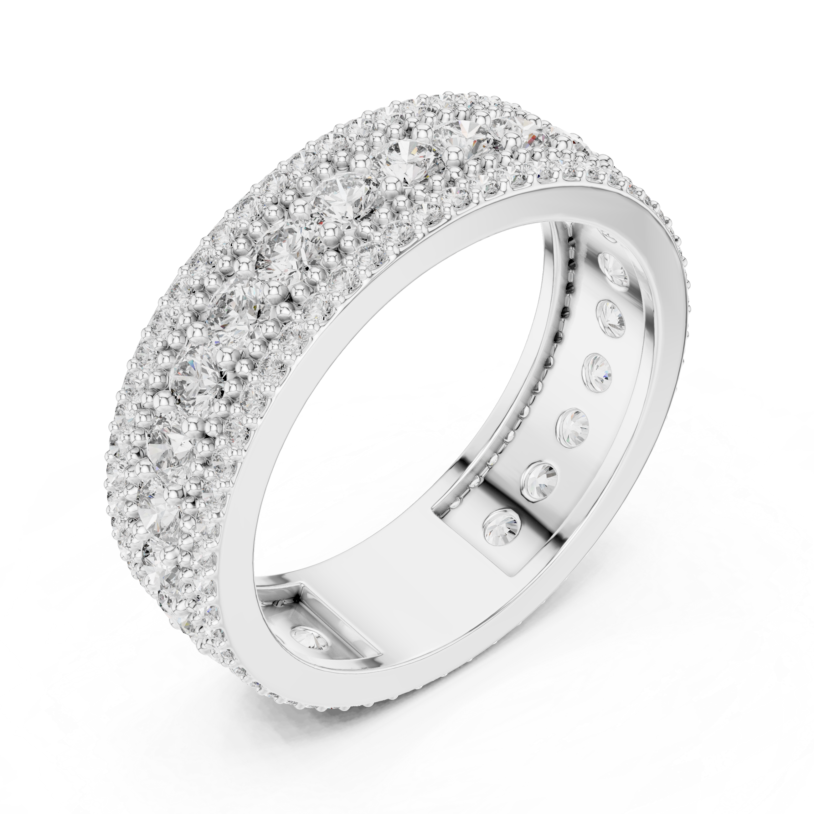 Triple Row Lab-Grown Diamond Eternity Band Ring | 14K & 18K Gold | Kiashaa Jewellery