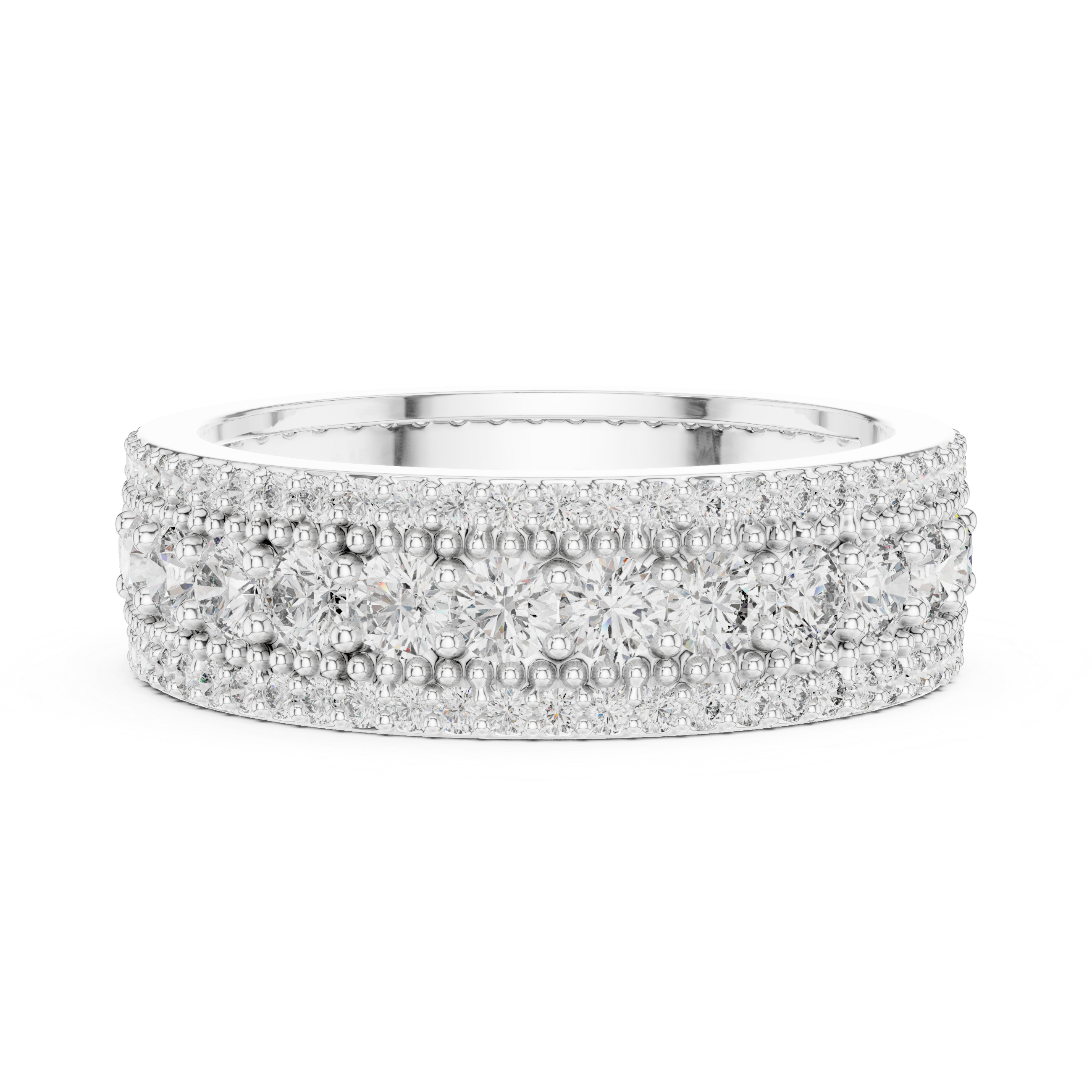 Triple Row Lab-Grown Diamond Eternity Band Ring | 14K & 18K Gold | Kiashaa Jewellery