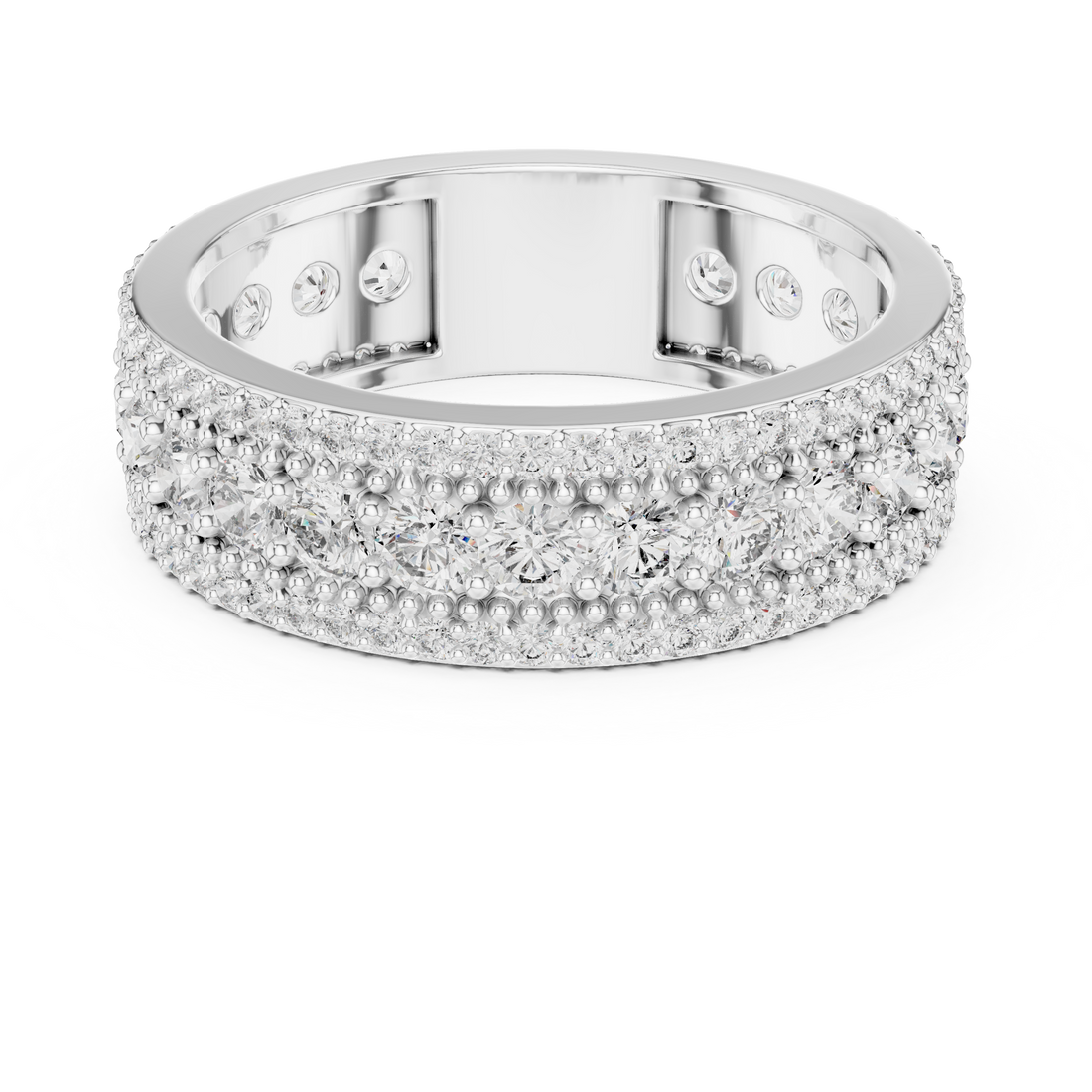 Triple Row Lab-Grown Diamond Eternity Band Ring | 14K & 18K Gold | Kiashaa Jewellery