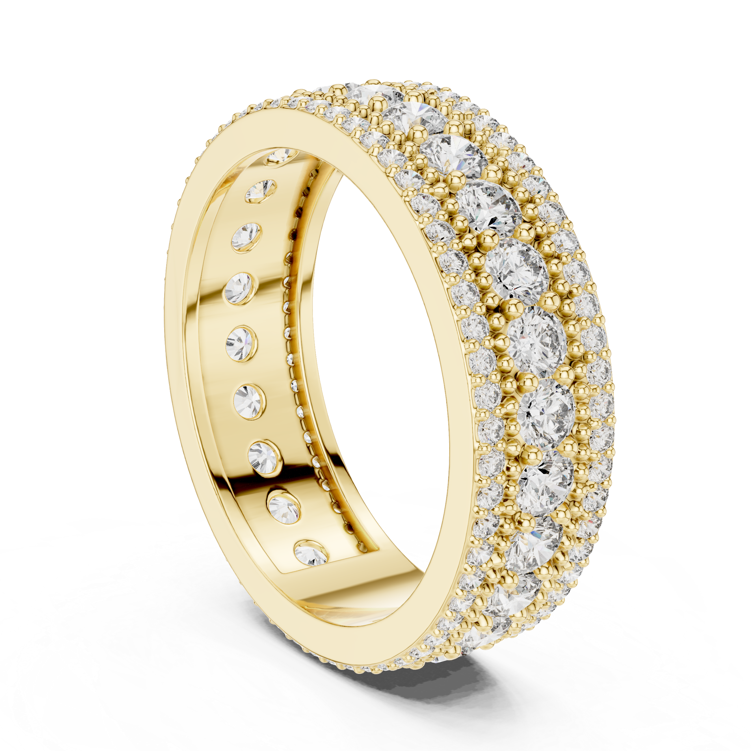 Triple Row Lab-Grown Diamond Eternity Band Ring | 14K & 18K Gold | Kiashaa Jewellery