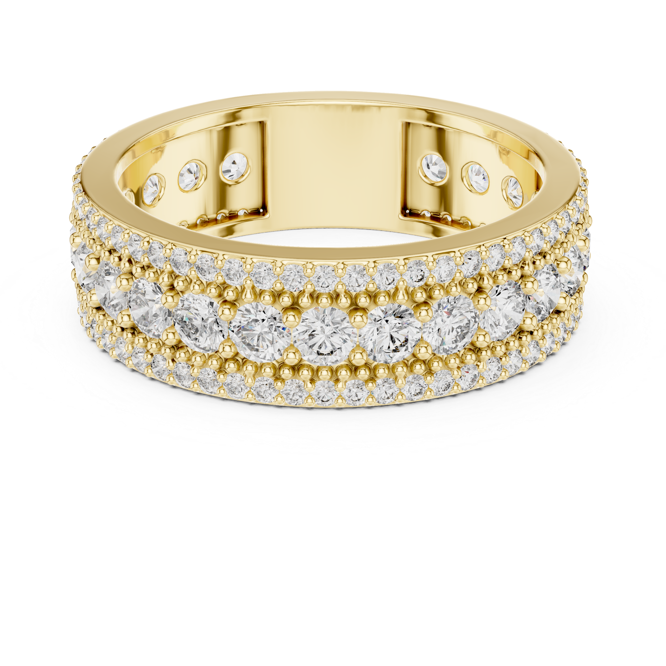 Triple Row Lab-Grown Diamond Eternity Band Ring | 14K & 18K Gold | Kiashaa Jewellery