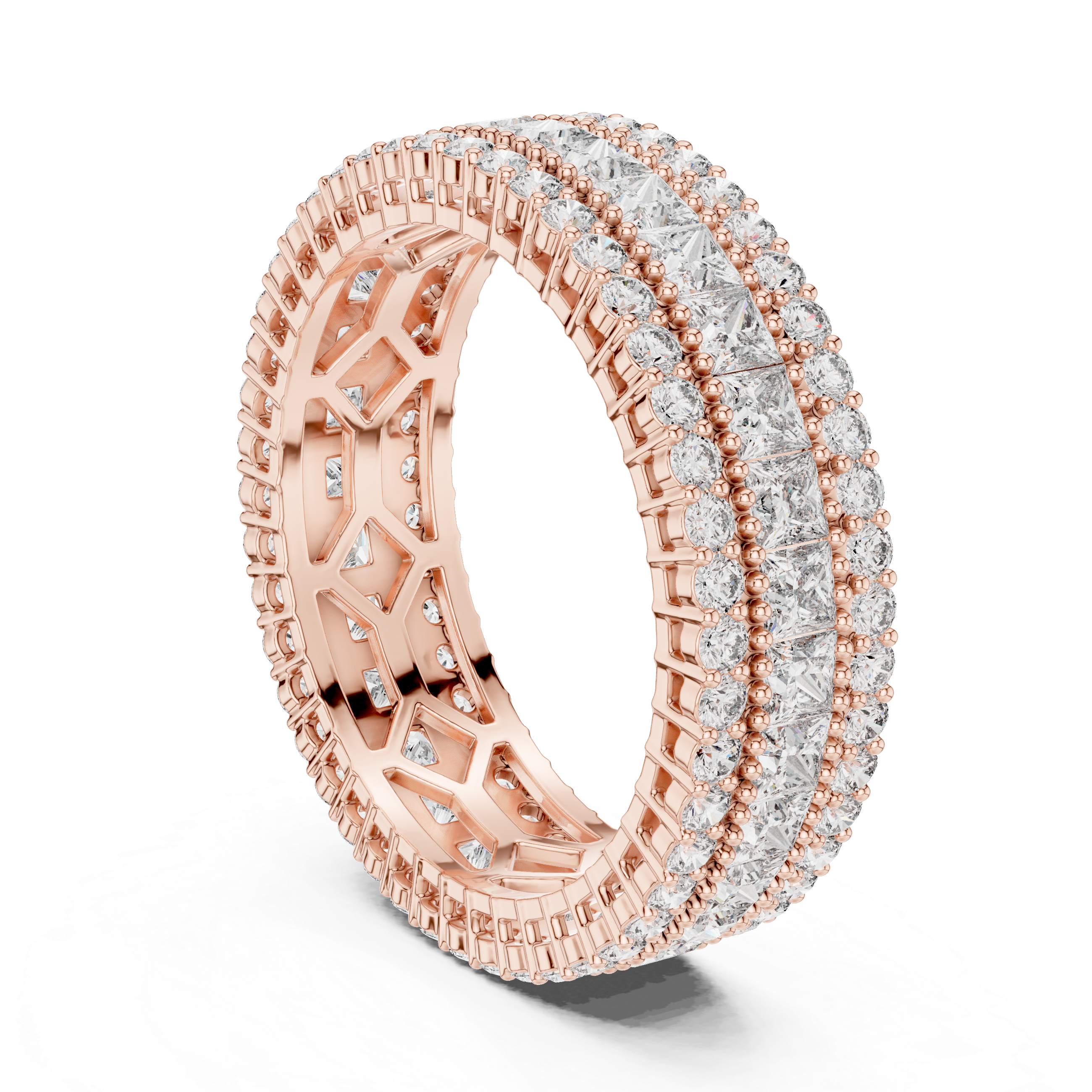 Four Row Princess & Round Lab-Grown Diamond Eternity Band Ring | 14K & 18K Gold | Kiashaa Jewellery