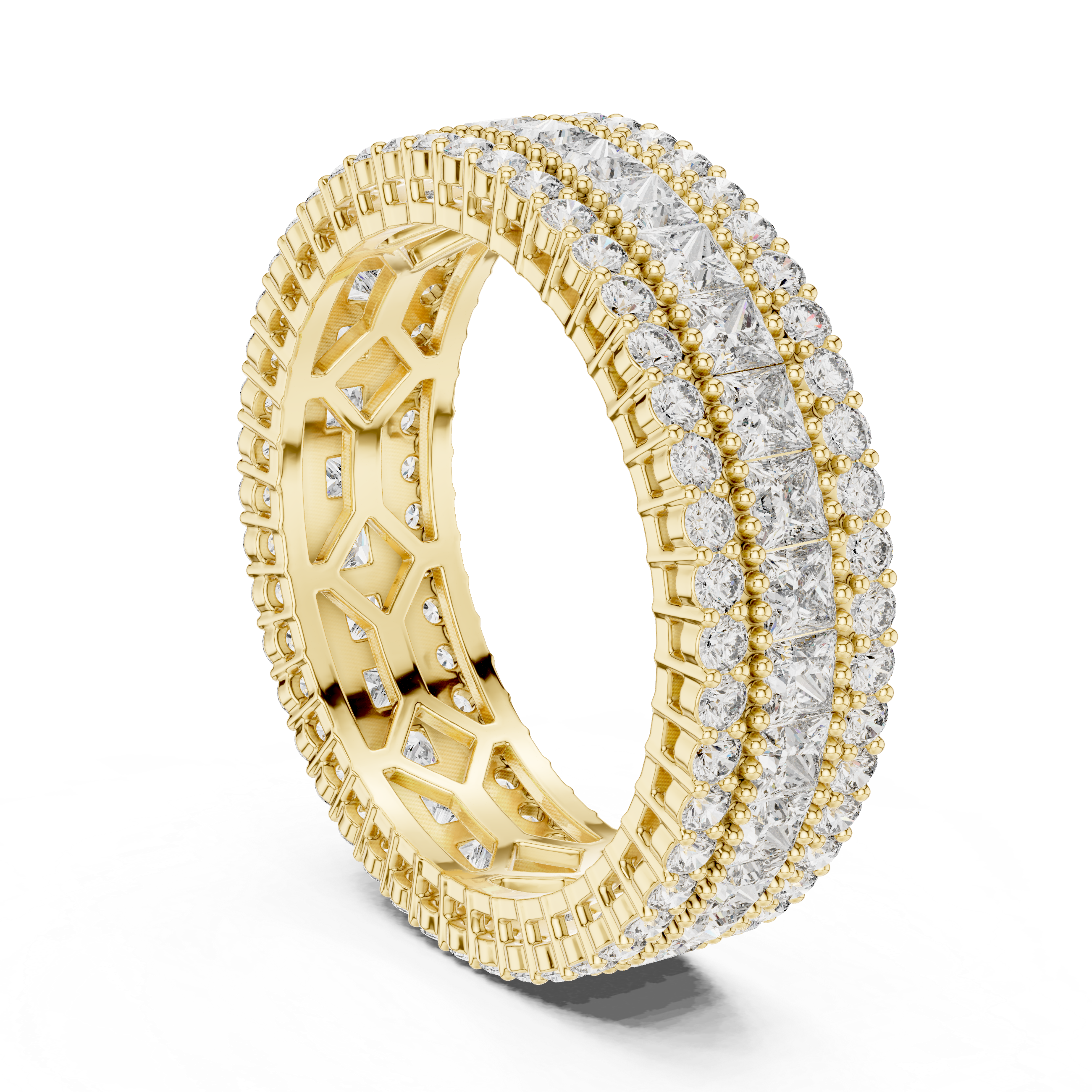 Four Row Princess & Round Lab-Grown Diamond Eternity Band Ring | 14K & 18K Gold | Kiashaa Jewellery