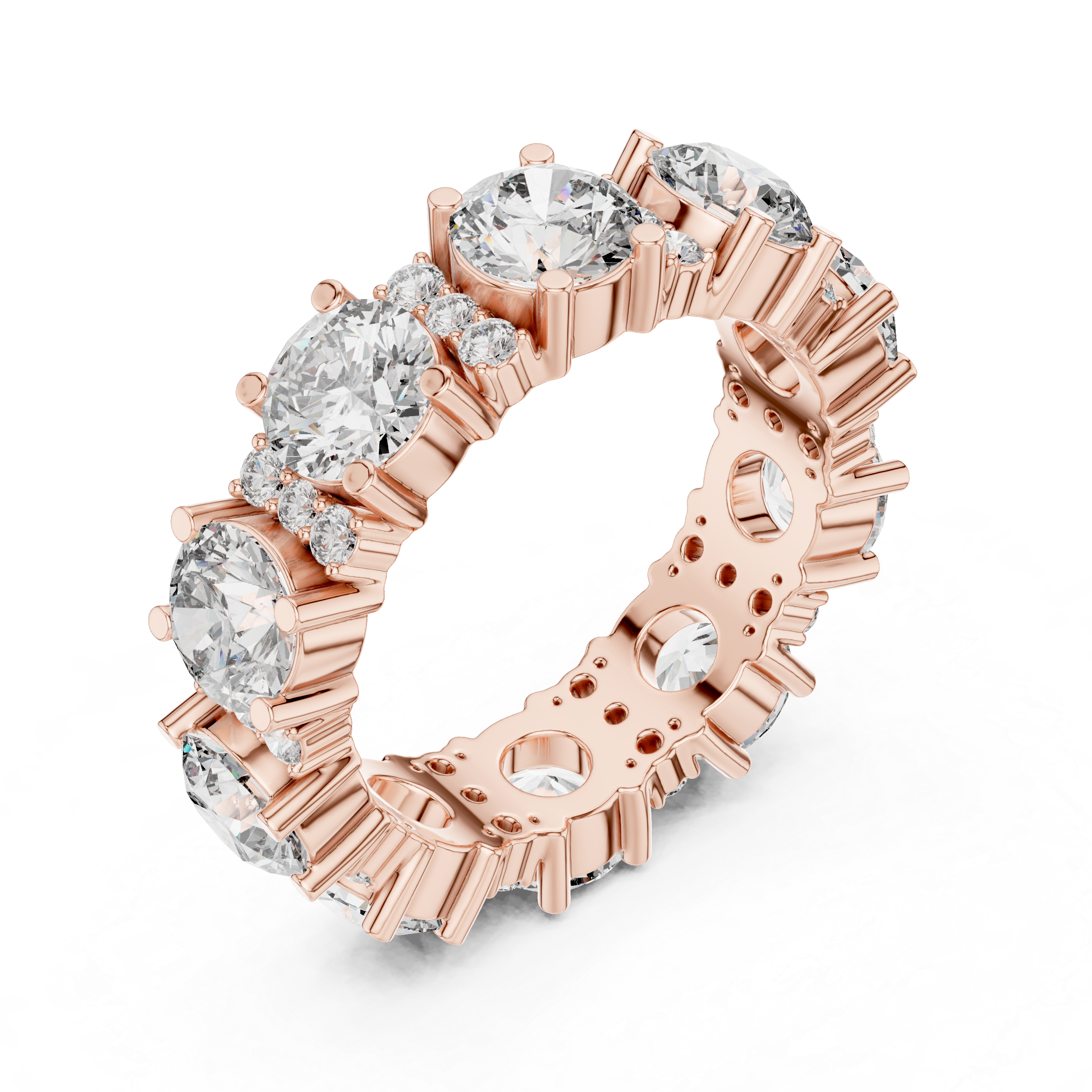 Round Brilliant Lab-Grown Diamond Eternity Band Ring | 14K & 18K Gold | Kiashaa Jewellery