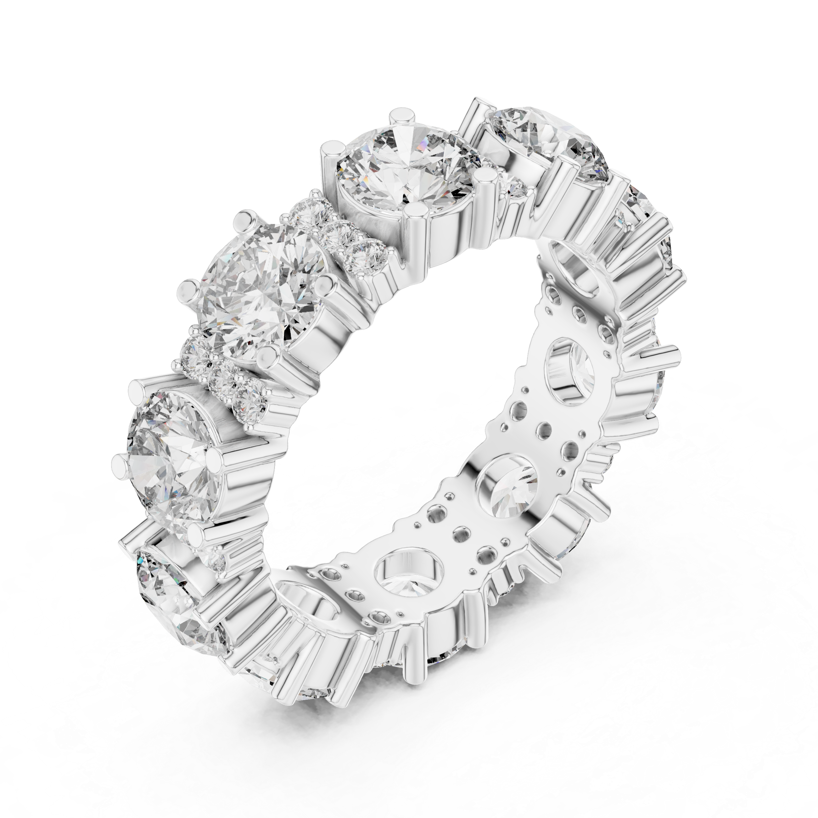 Round Brilliant Lab-Grown Diamond Eternity Band Ring | 14K & 18K Gold | Kiashaa Jewellery