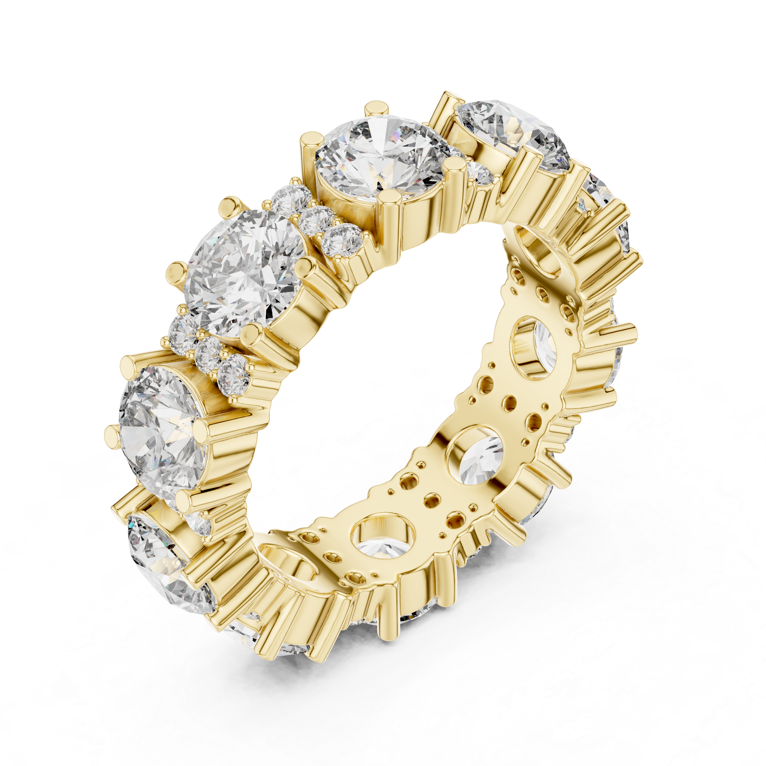 Round Brilliant Lab-Grown Diamond Eternity Band Ring | 14K & 18K Gold | Kiashaa Jewellery