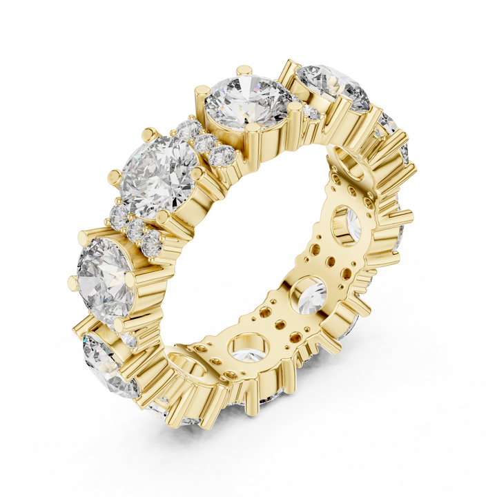 Round Brilliant Lab-Grown Diamond Eternity Band Ring | 14K & 18K Gold | Kiashaa Jewellery