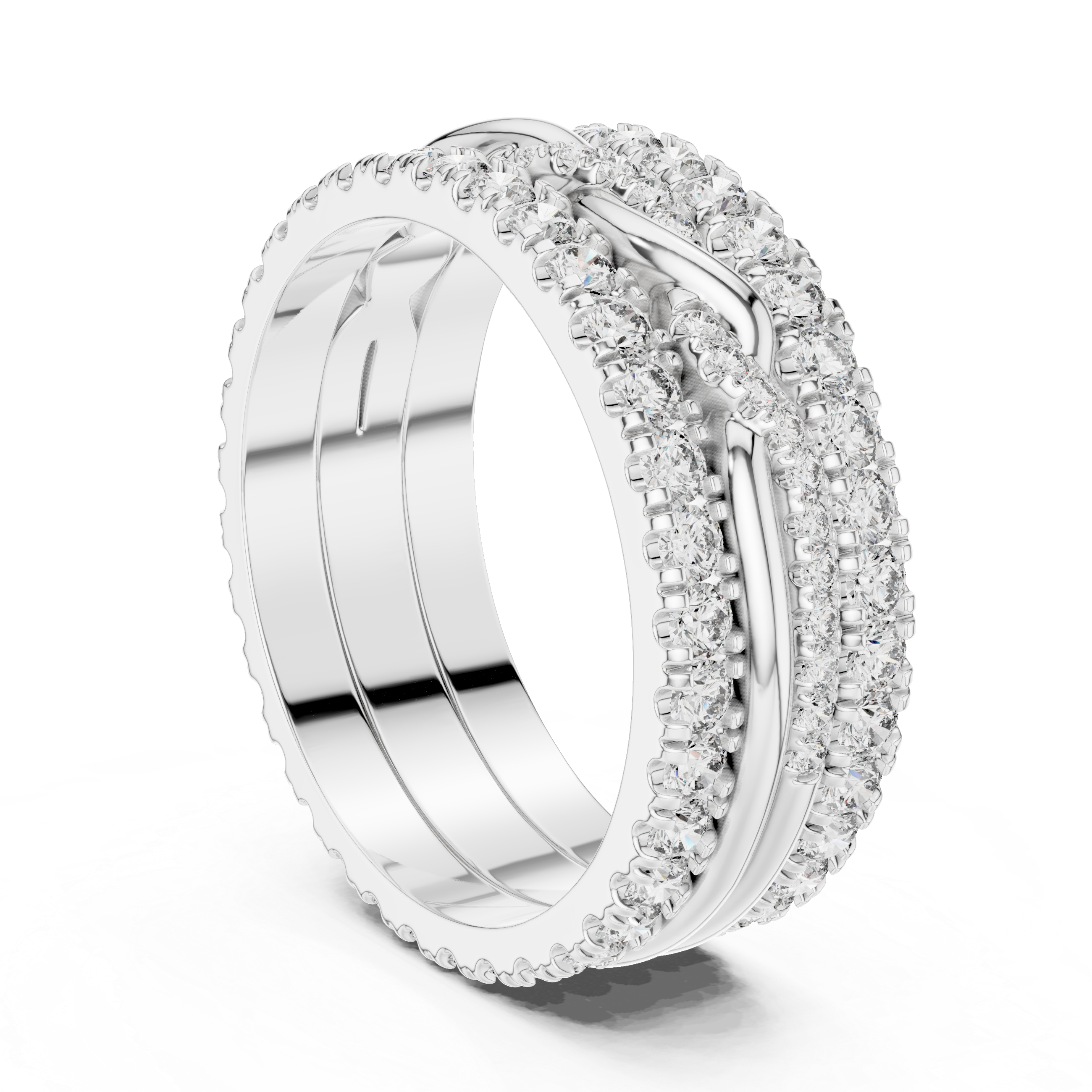Triple Row Lab-Grown Diamond Eternity Band Ring | 14K & 18K Gold | Kiashaa Jewellery