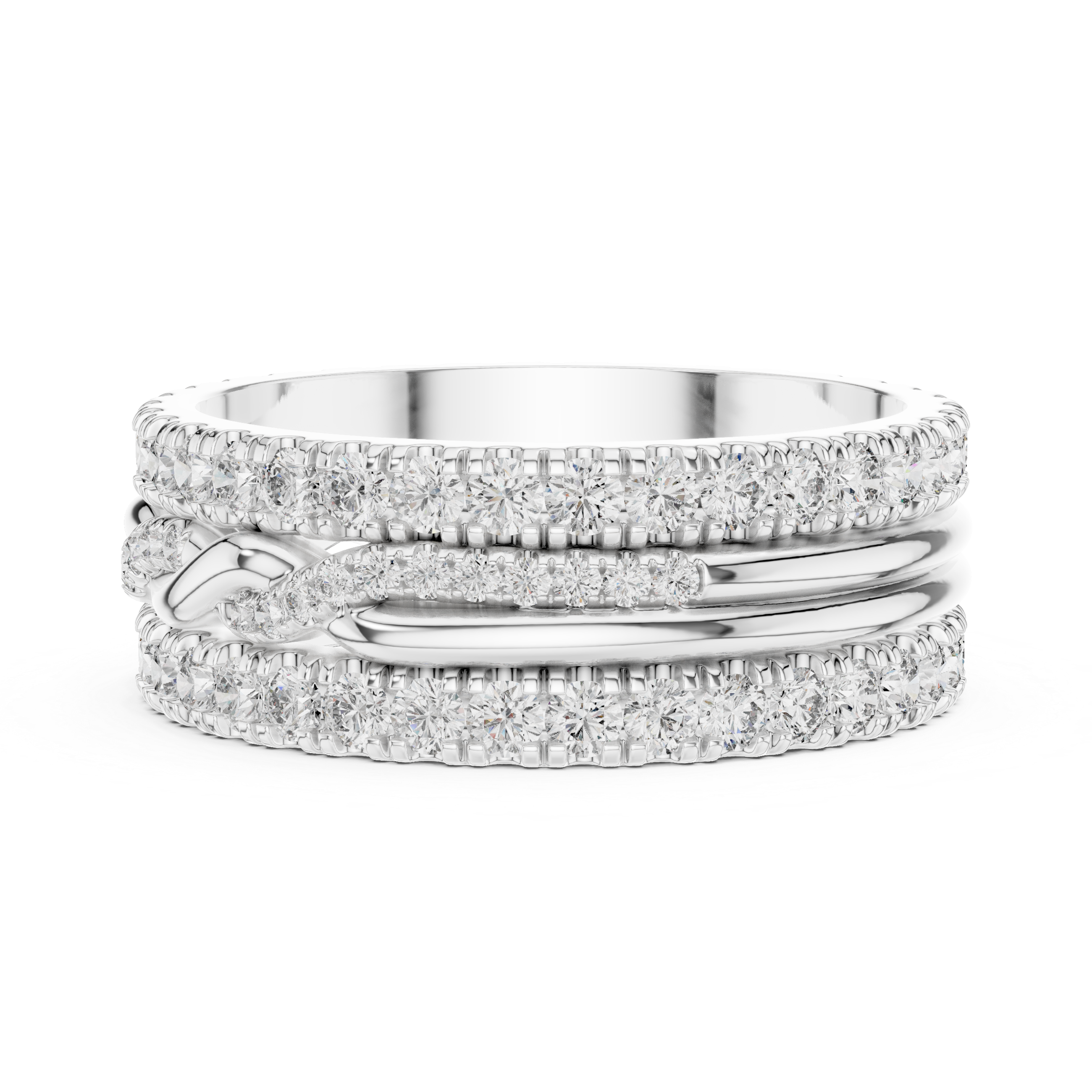 Triple Row Lab-Grown Diamond Eternity Band Ring | 14K & 18K Gold | Kiashaa Jewellery