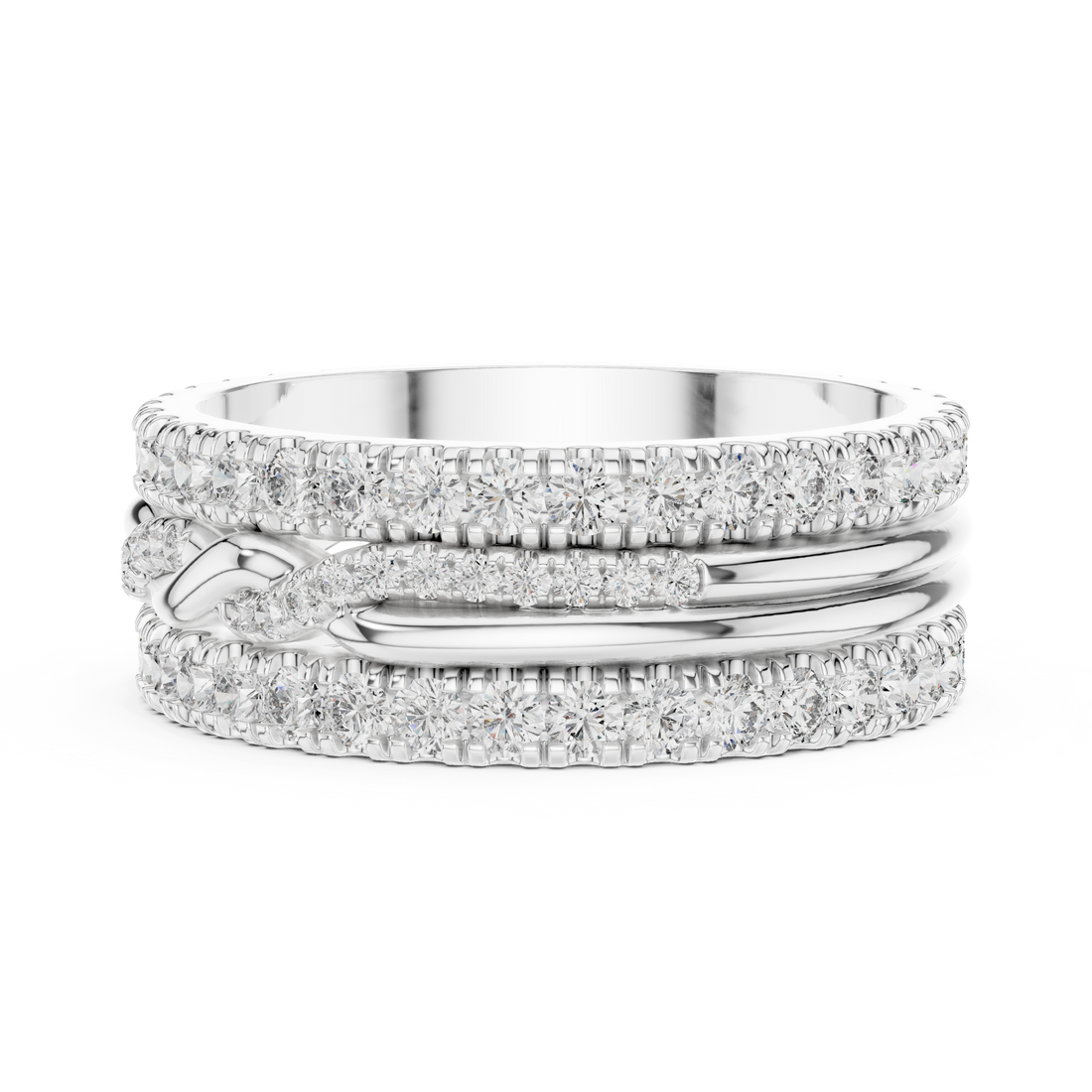 Triple Row Lab-Grown Diamond Eternity Band Ring | 14K & 18K Gold | Kiashaa Jewellery