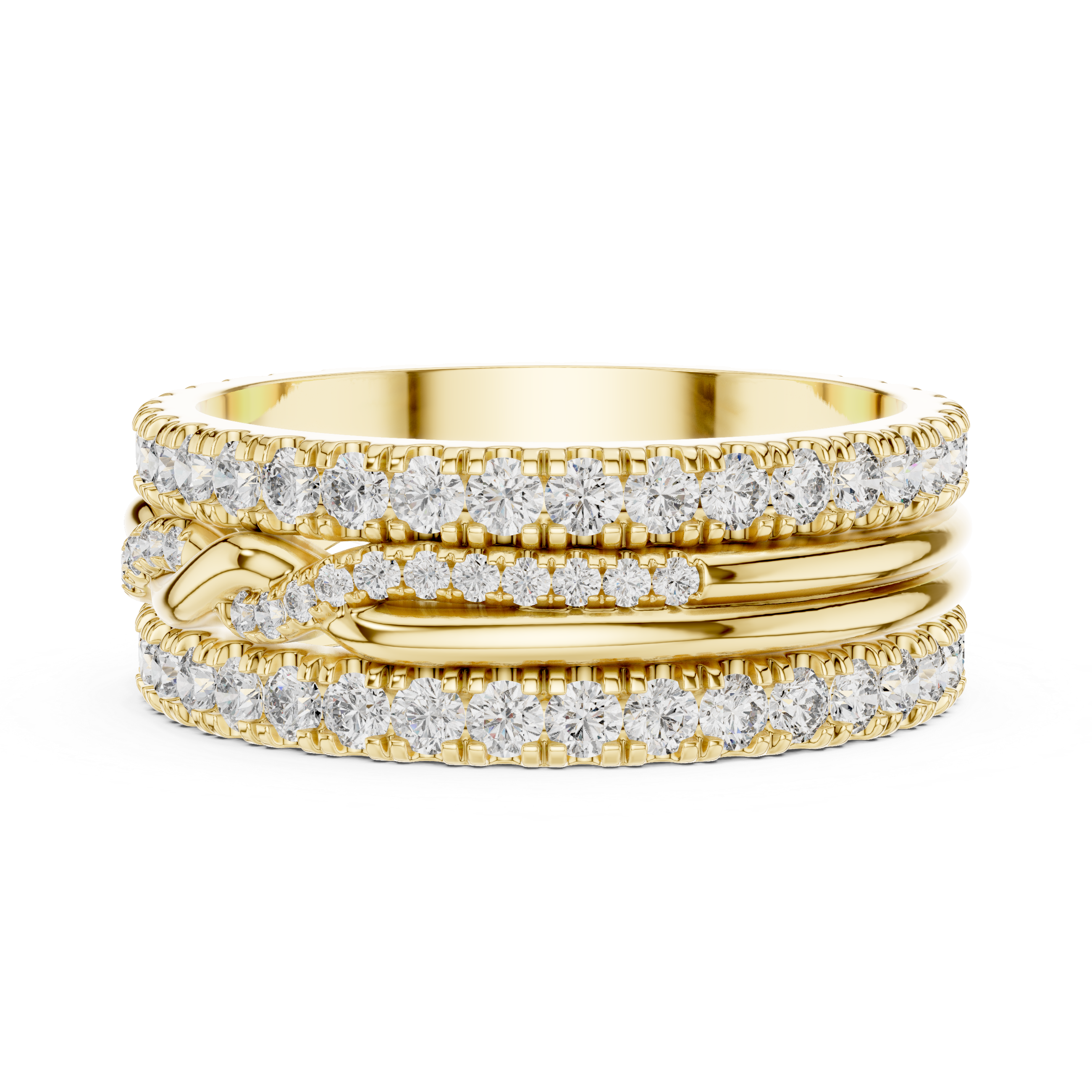 Triple Row Lab-Grown Diamond Eternity Band Ring | 14K & 18K Gold | Kiashaa Jewellery