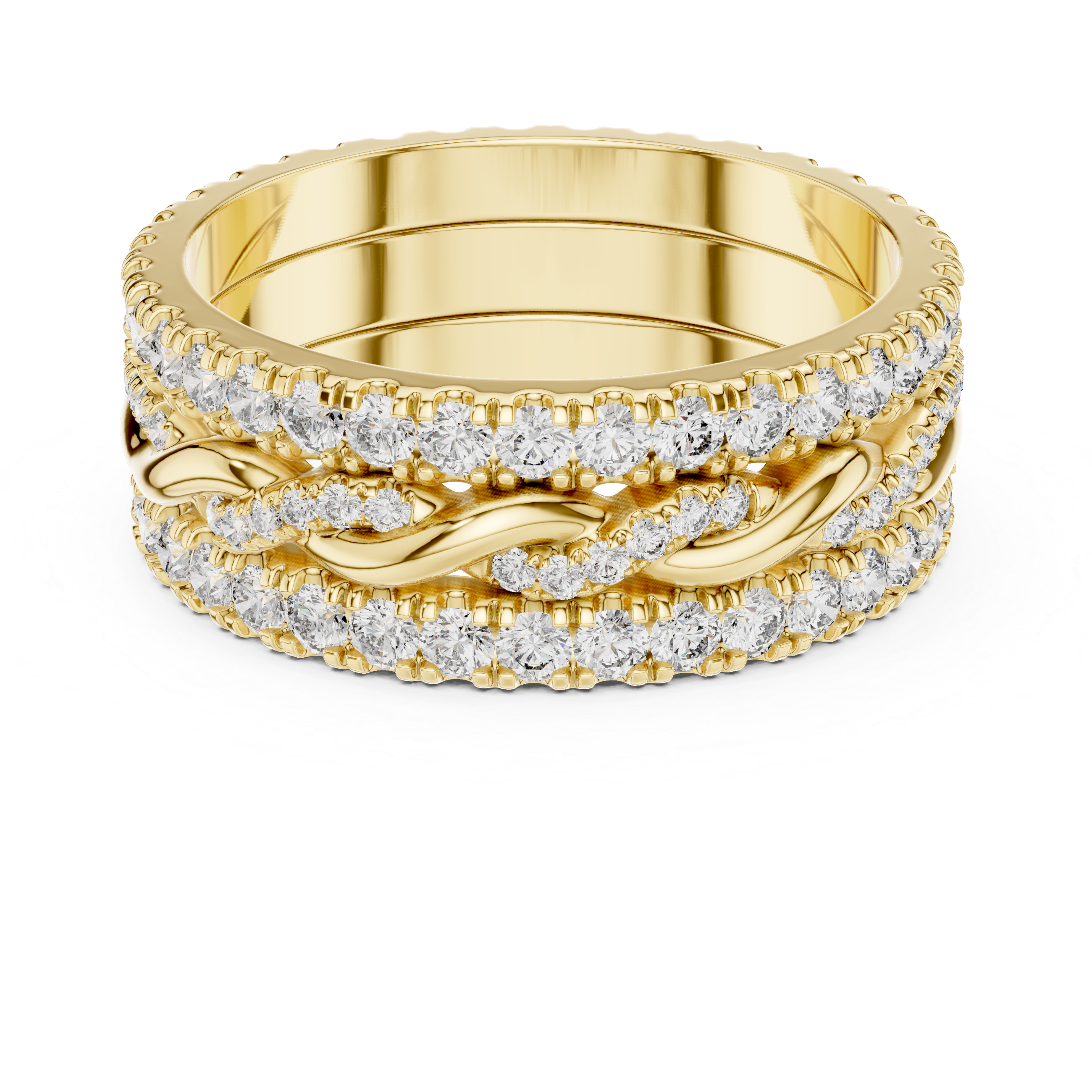 Triple Row Lab-Grown Diamond Eternity Band Ring | 14K & 18K Gold | Kiashaa Jewellery