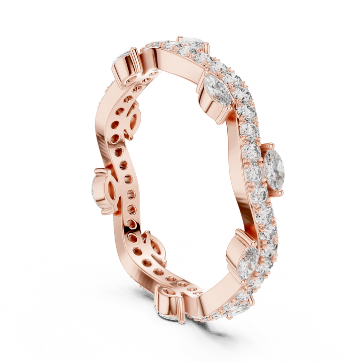 Marquise & Round Lab-Grown Diamond Eternity Band Ring | 14K & 18K Gold | Kiashaa Jewellery