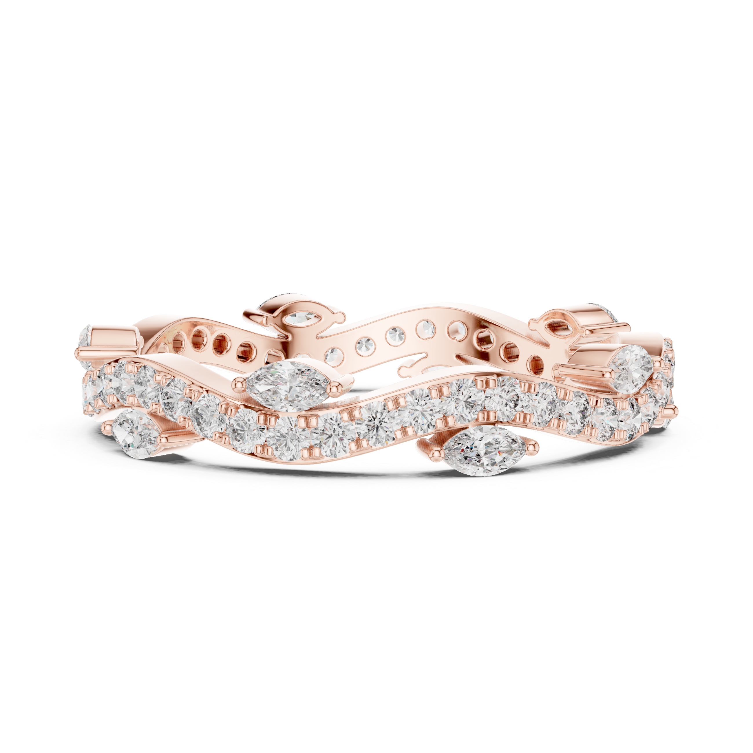 Marquise & Round Lab-Grown Diamond Eternity Band Ring | 14K & 18K Gold | Kiashaa Jewellery