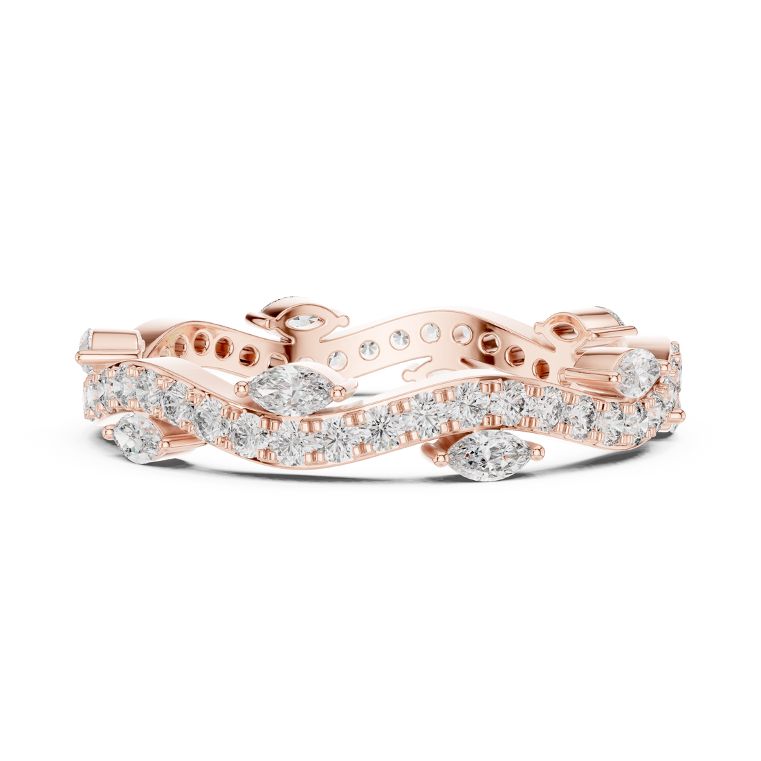 Marquise & Round Lab-Grown Diamond Eternity Band Ring | 14K & 18K Gold | Kiashaa Jewellery