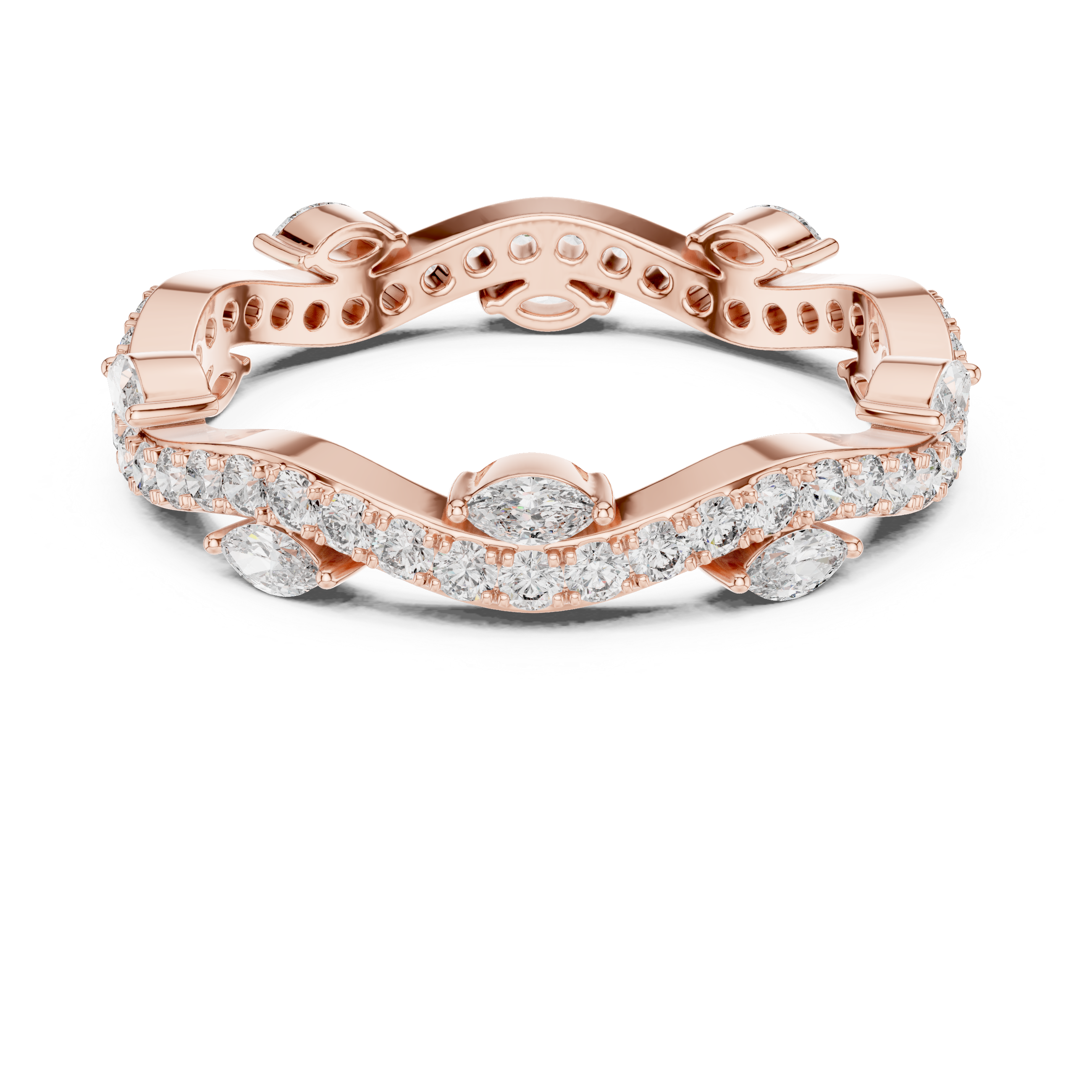 Marquise & Round Lab-Grown Diamond Eternity Band Ring | 14K & 18K Gold | Kiashaa Jewellery