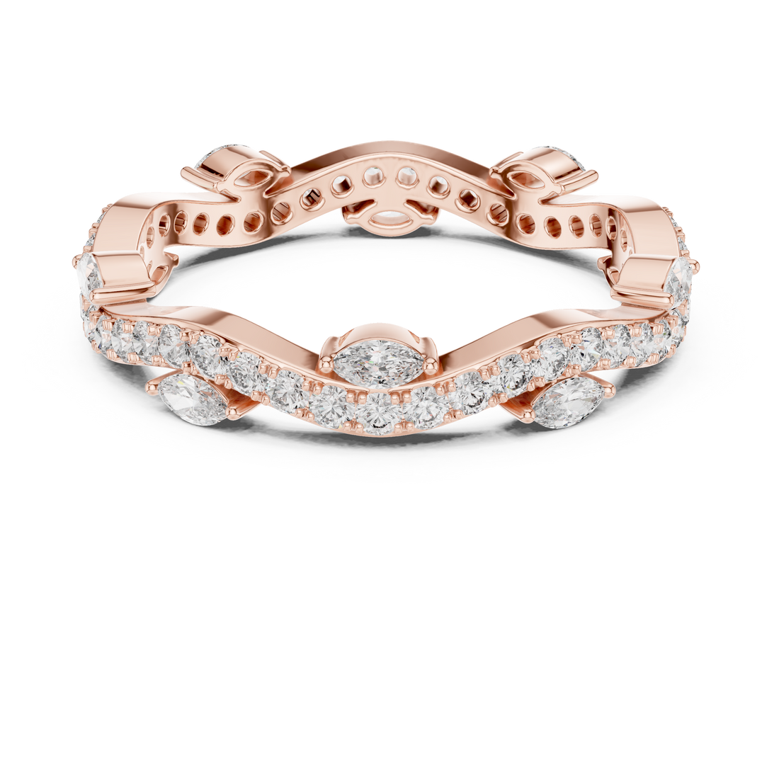 Marquise & Round Lab-Grown Diamond Eternity Band Ring | 14K & 18K Gold | Kiashaa Jewellery