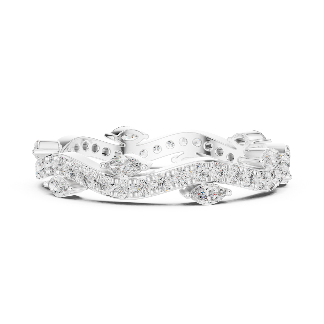 Marquise & Round Lab-Grown Diamond Eternity Band Ring | 14K & 18K Gold | Kiashaa Jewellery