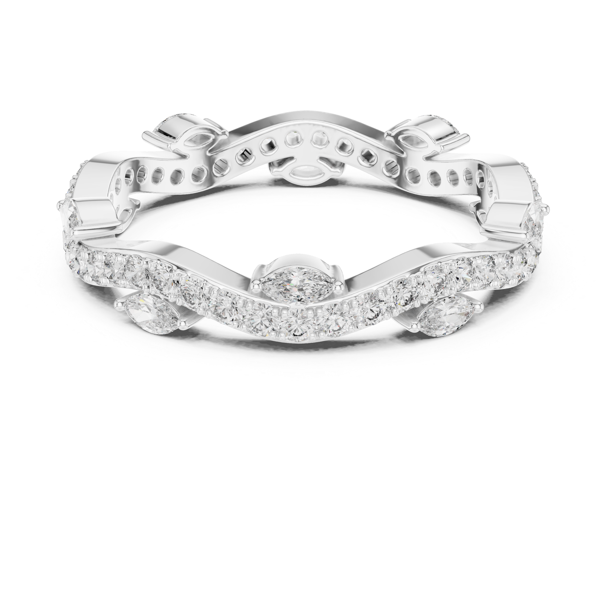 Marquise & Round Lab-Grown Diamond Eternity Band Ring | 14K & 18K Gold | Kiashaa Jewellery