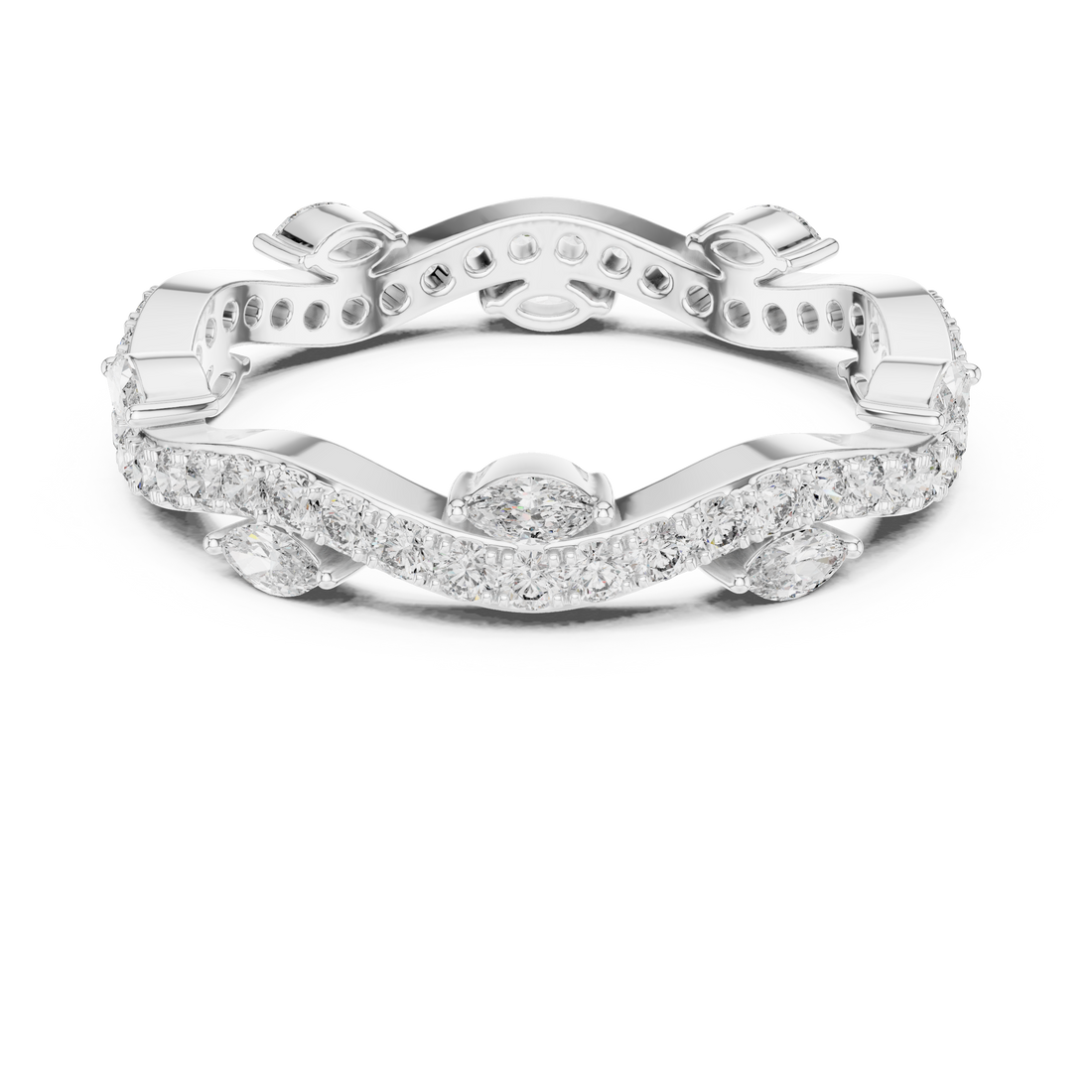 Marquise & Round Lab-Grown Diamond Eternity Band Ring | 14K & 18K Gold | Kiashaa Jewellery
