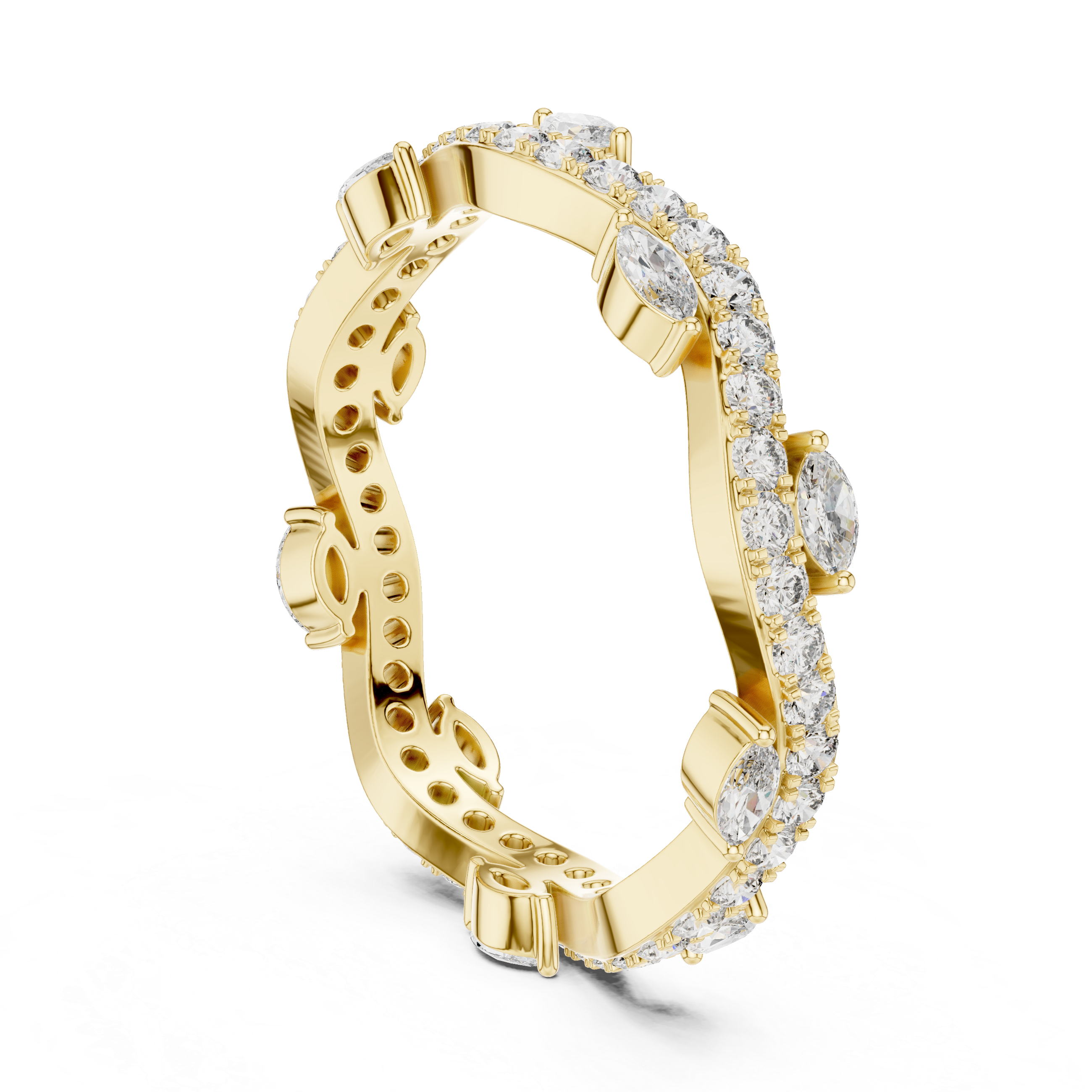 Marquise & Round Lab-Grown Diamond Eternity Band Ring | 14K & 18K Gold | Kiashaa Jewellery