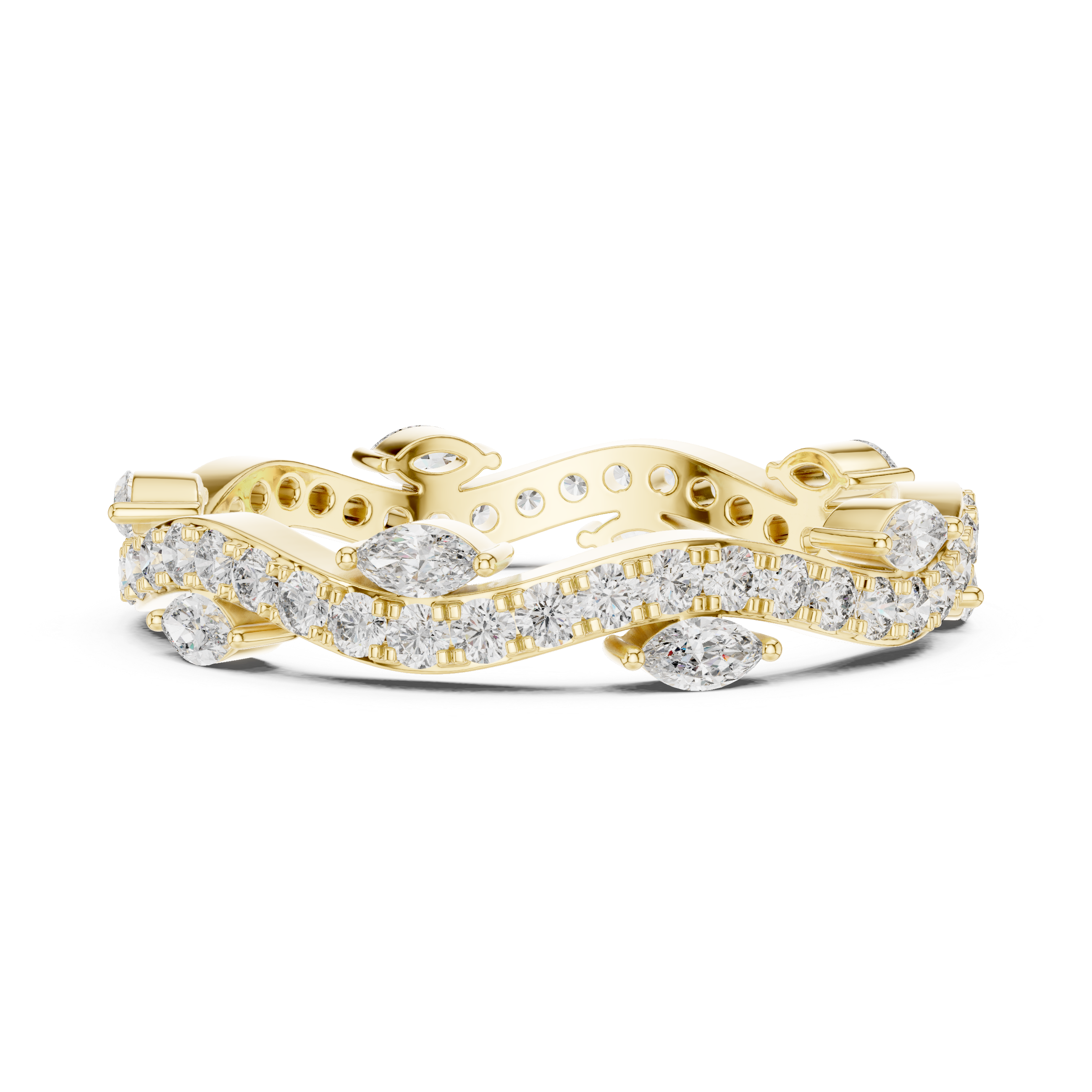 Marquise & Round Lab-Grown Diamond Eternity Band Ring | 14K & 18K Gold | Kiashaa Jewellery